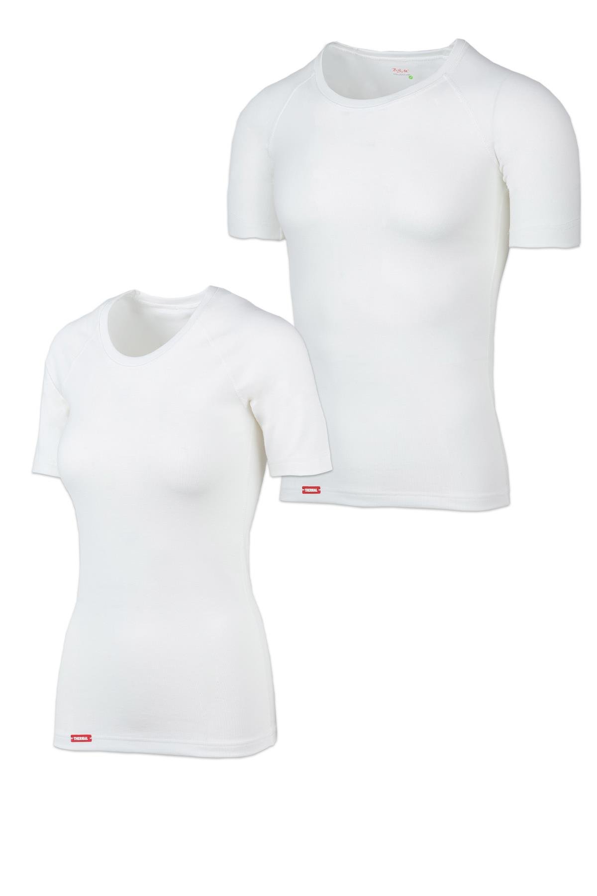 Bsm Unısex Viloft Sıfır Yaka Kısakol Termal Body 10323 - Ekru