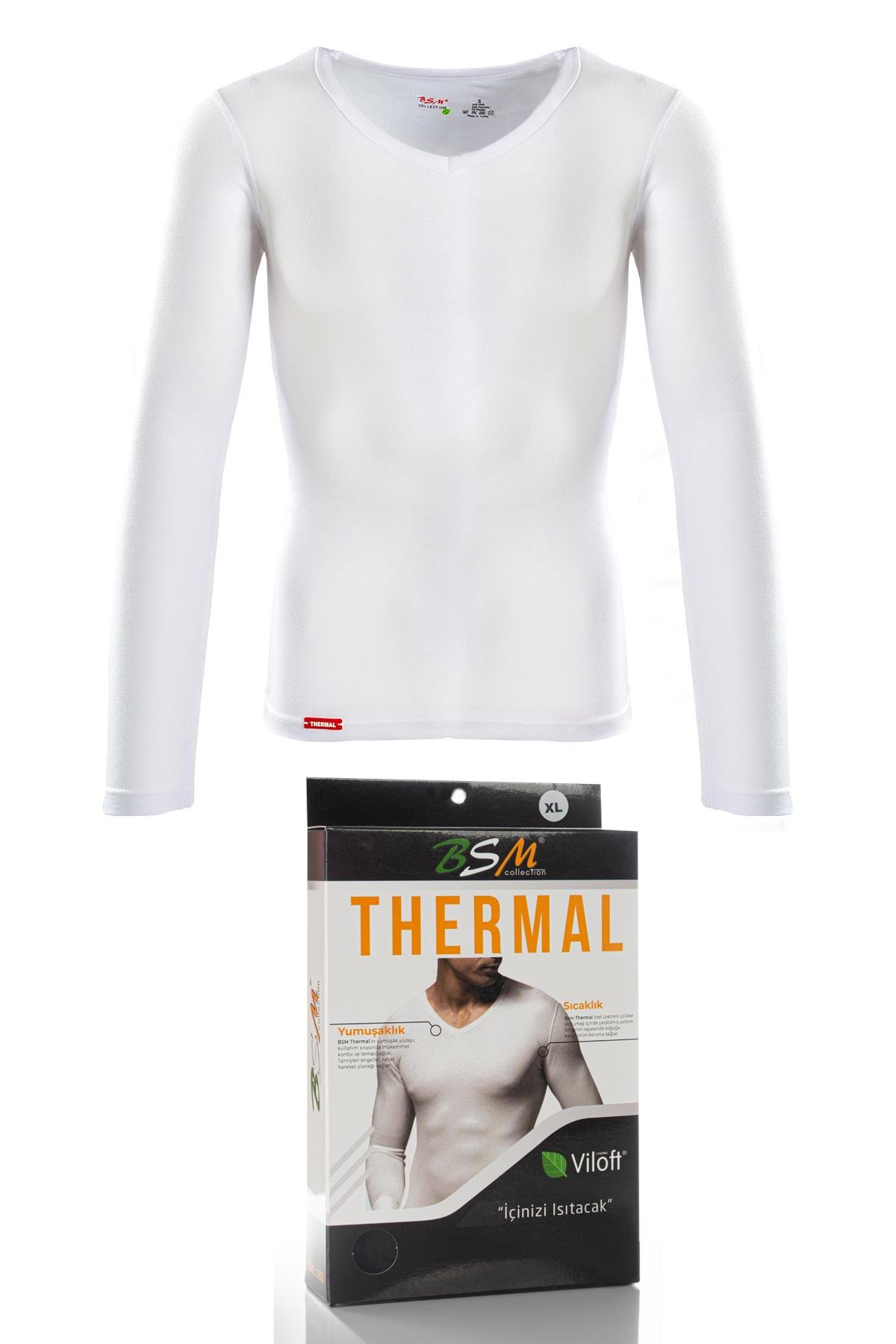 Bsm Unısex Viloft V Yaka Uzun Kol Termal Body 10623 - Ekru