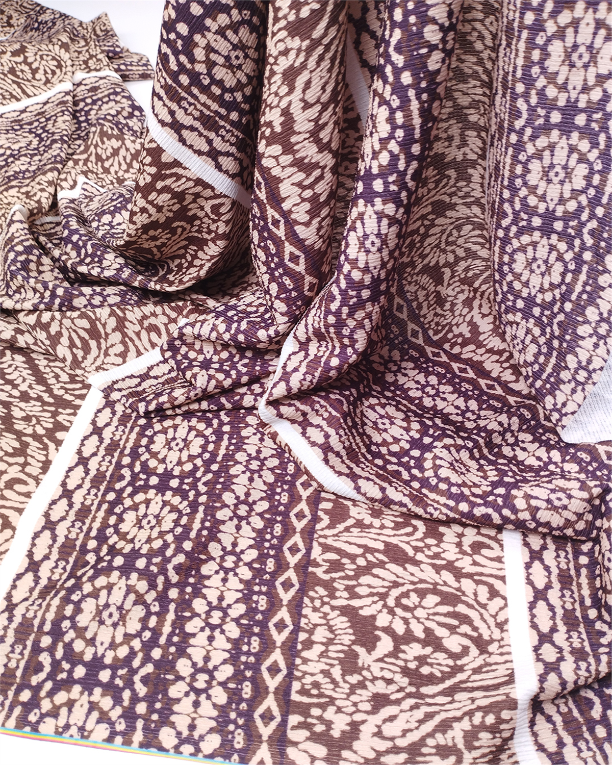 Kahve Mor Haki İnce Yumuşak Bürümcüklü Jarse Kumaş Elbiselik & Bluzluk 150x300cm