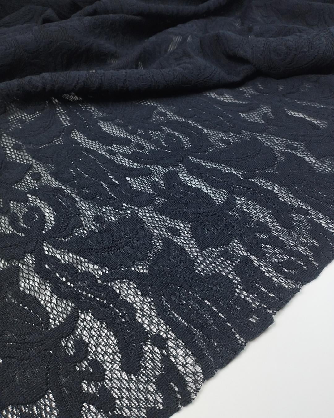 Koyu Lacivert Ağır Dantel Kumaş 140x185cm