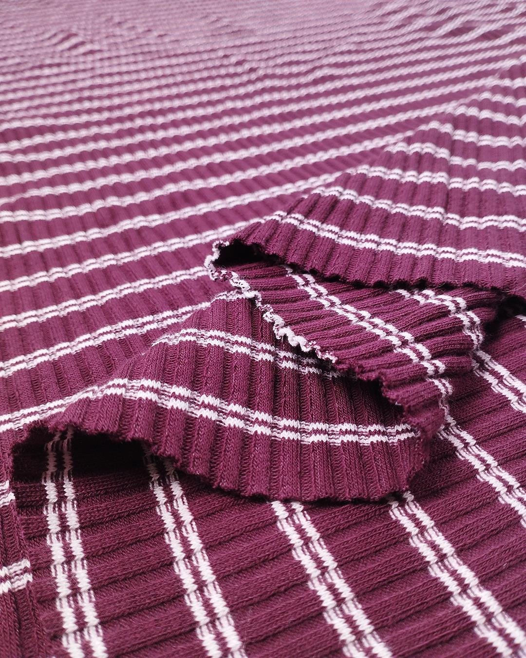 Bordo Beyaz Kaşkorse Örme Kumaş Esnek Yumuşak Saran Bodylik & Bluzluk En: 100cm
