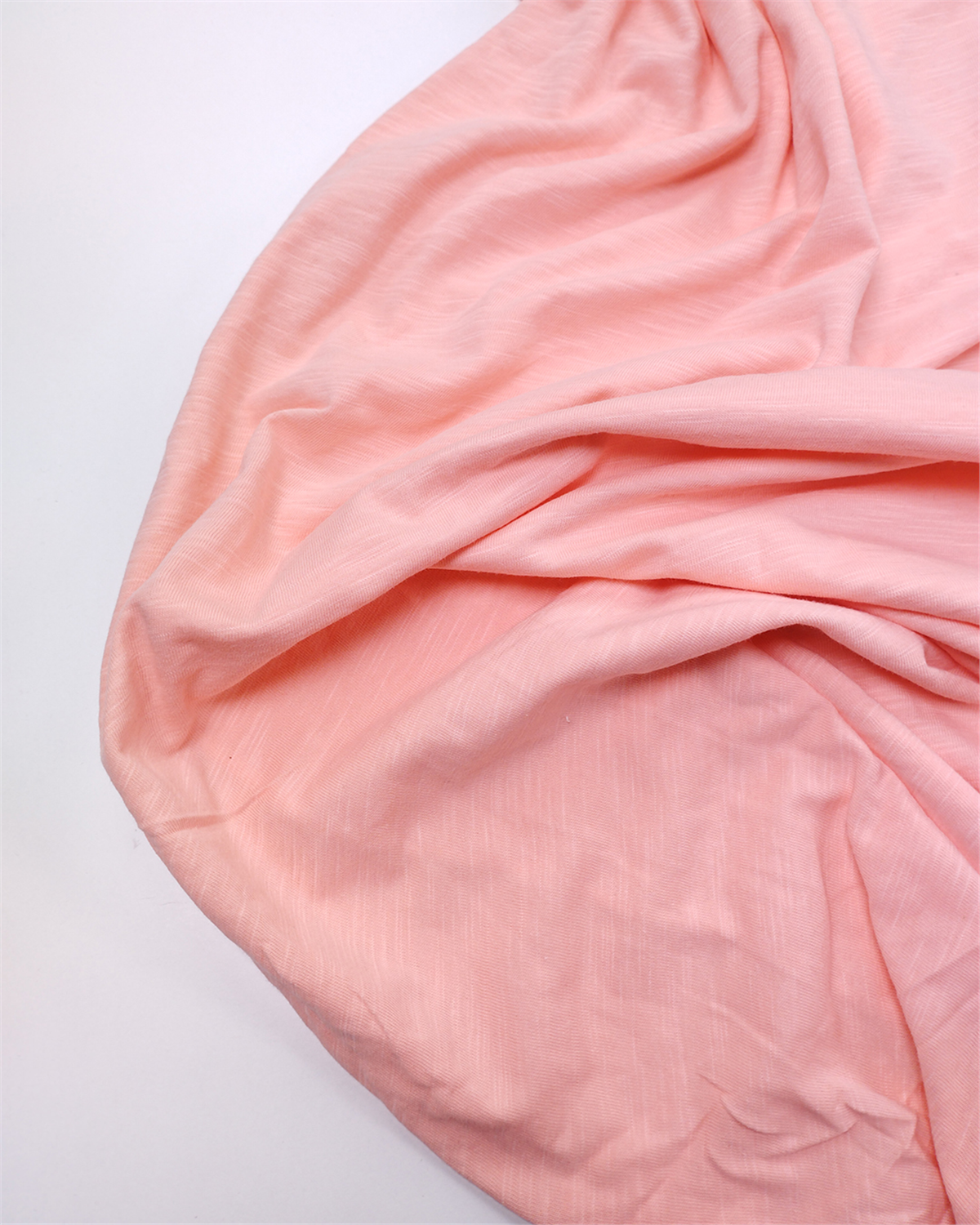 Açık Pembe İle Somon Arası Renkte İnce Yumuşak Flamlı Süprem Penye Kumaş Tişörtlük & Elbiselik En: 180cm