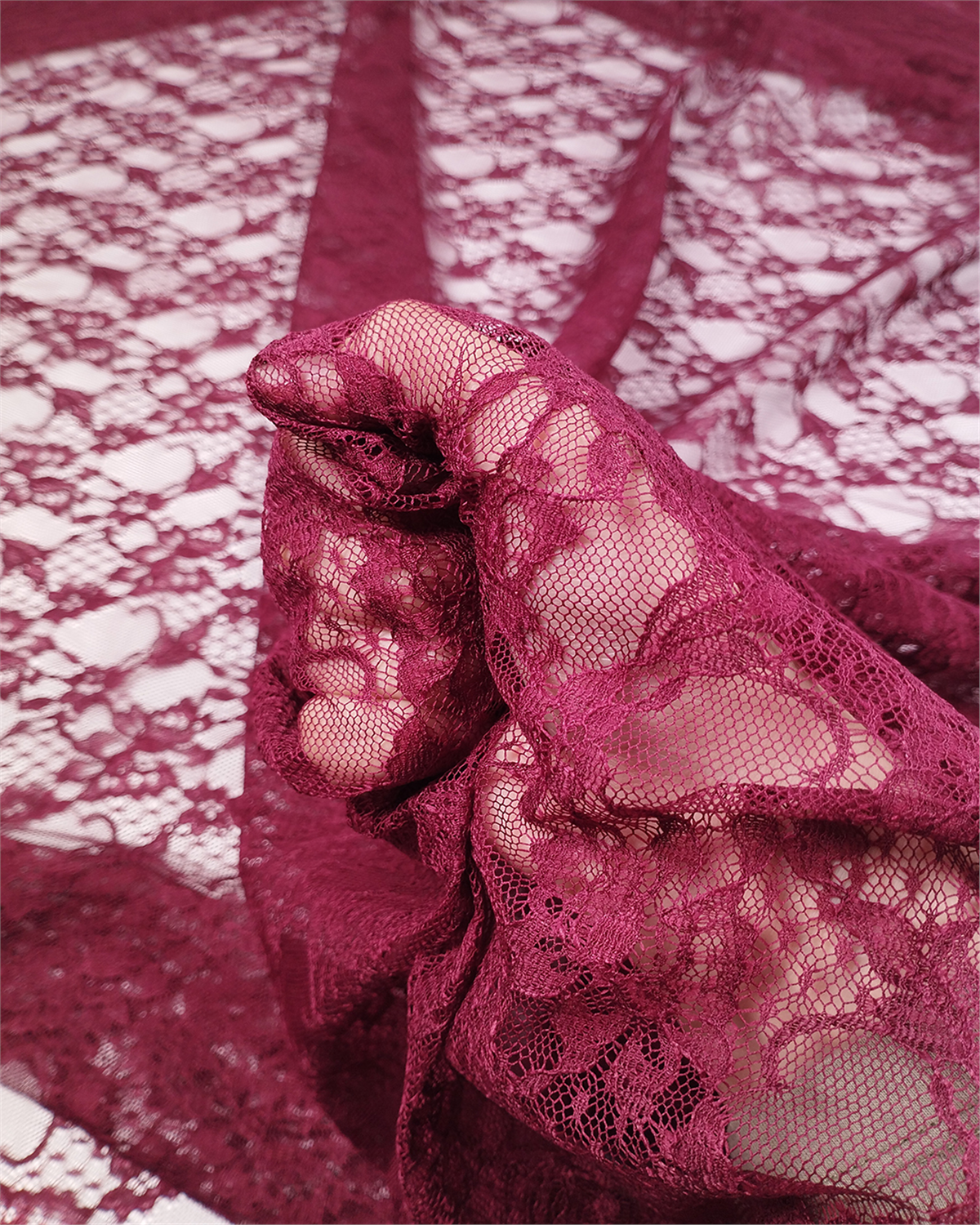 Bordo İnce Dantel Kumaş Elbiselik & Bluzluk 145x230cm