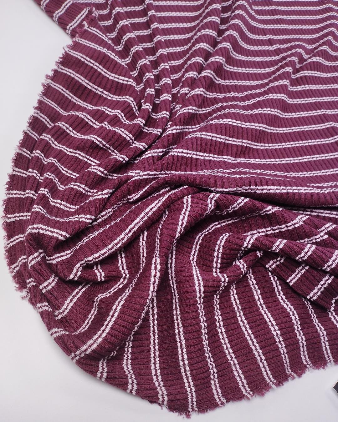 Bordo Beyaz Kaşkorse Örme Kumaş Esnek Yumuşak Saran Bodylik & Bluzluk En: 100cm