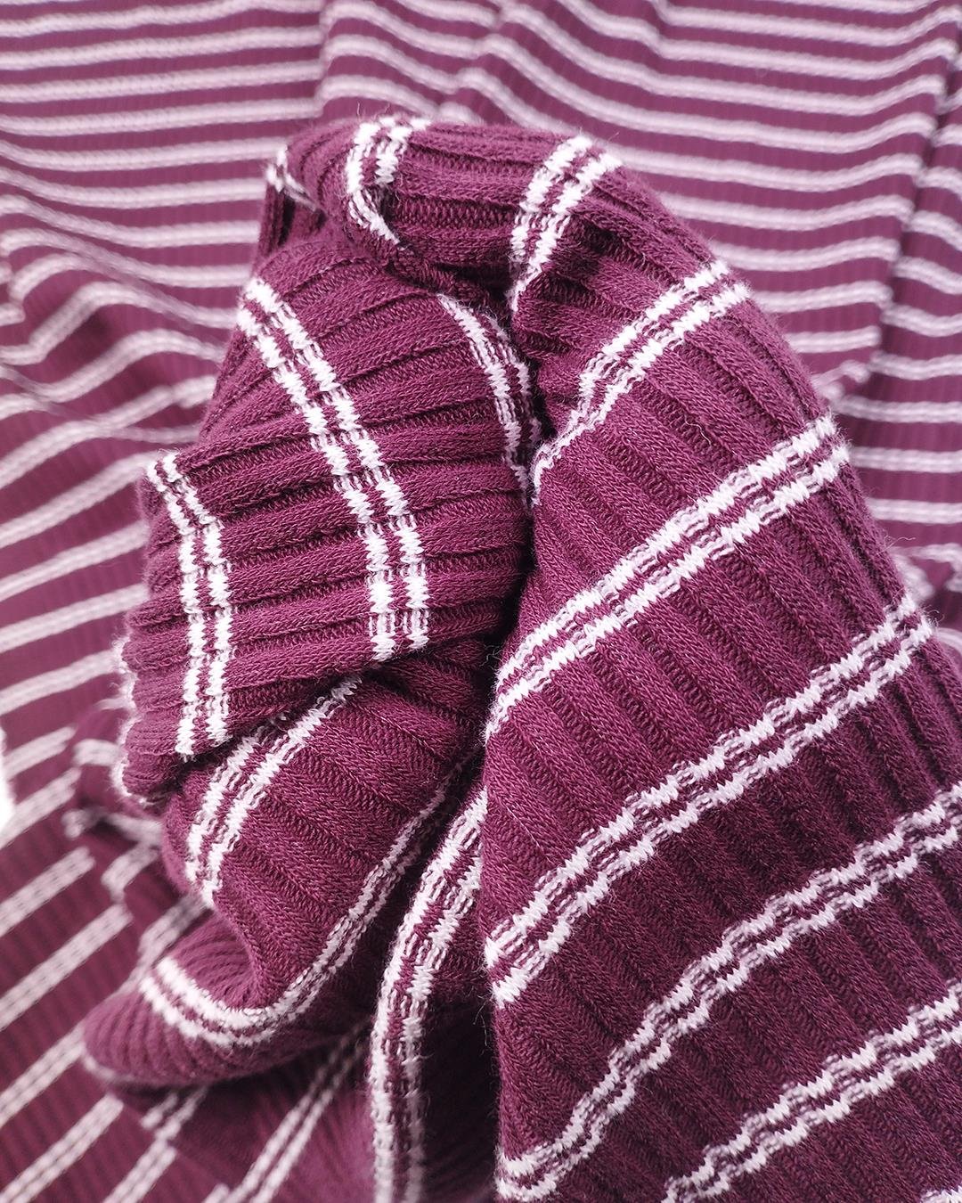 Bordo Beyaz Kaşkorse Örme Kumaş Esnek Yumuşak Saran Bodylik & Bluzluk En: 100cm