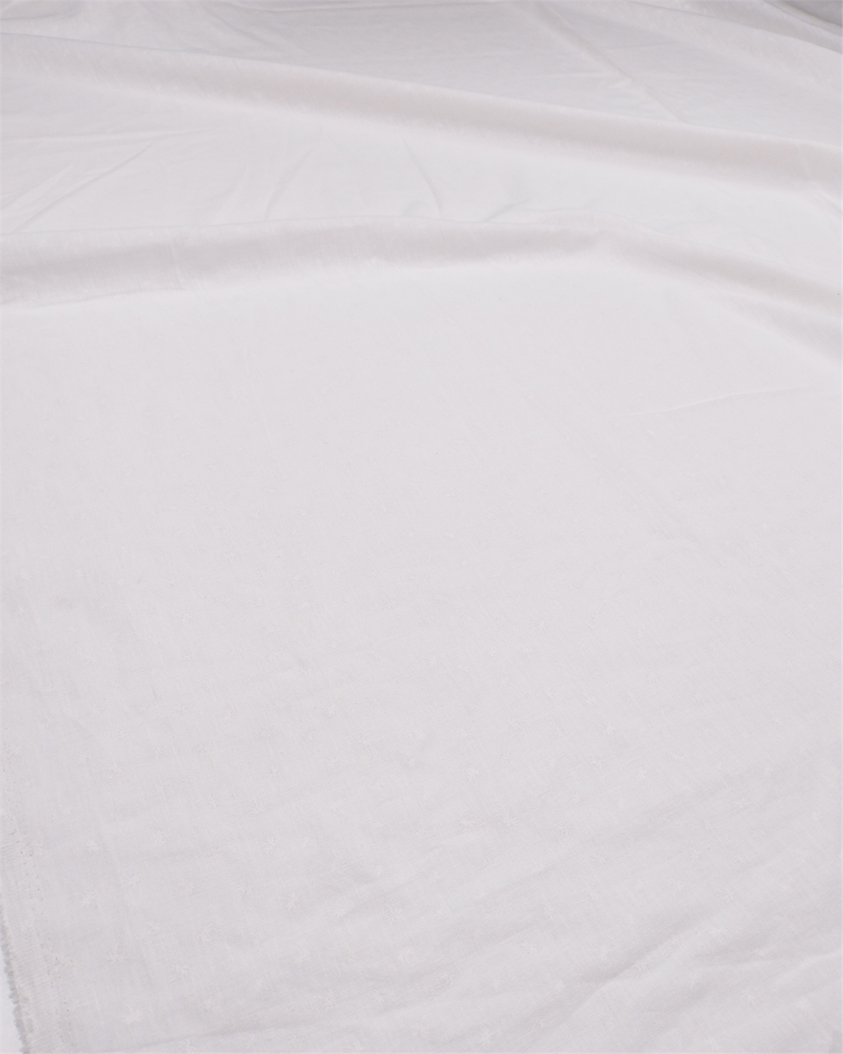 Beyaz Üzeri Beyaz Palmiye Baskılı Pamuk Keten Dokuma Kumaş Gömleklik & Elbiselik 145x340cm