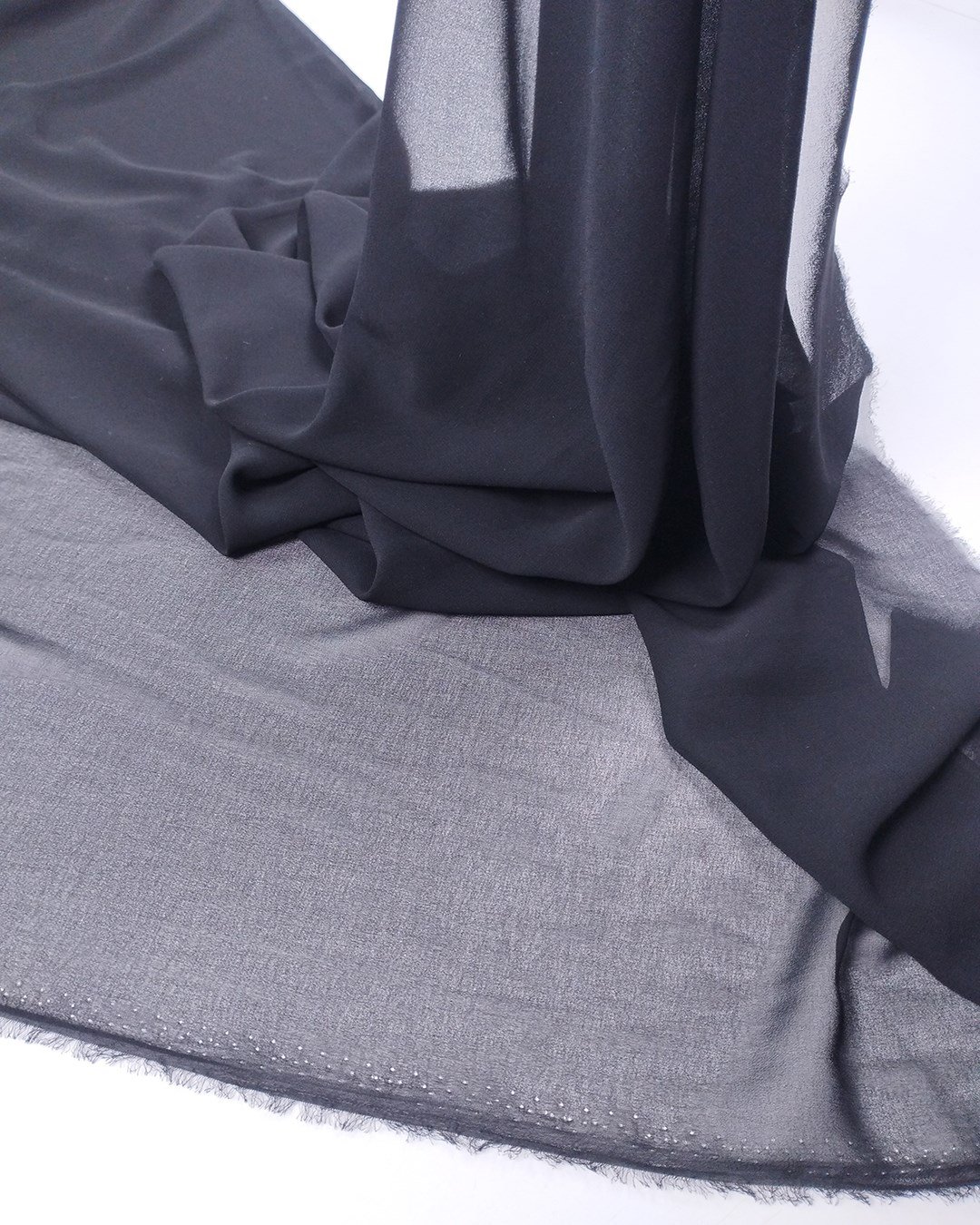 Siyah Şifon Kumaş İnce Hafif Dökümlü Abiyelik & Bluzluk En: 145cm