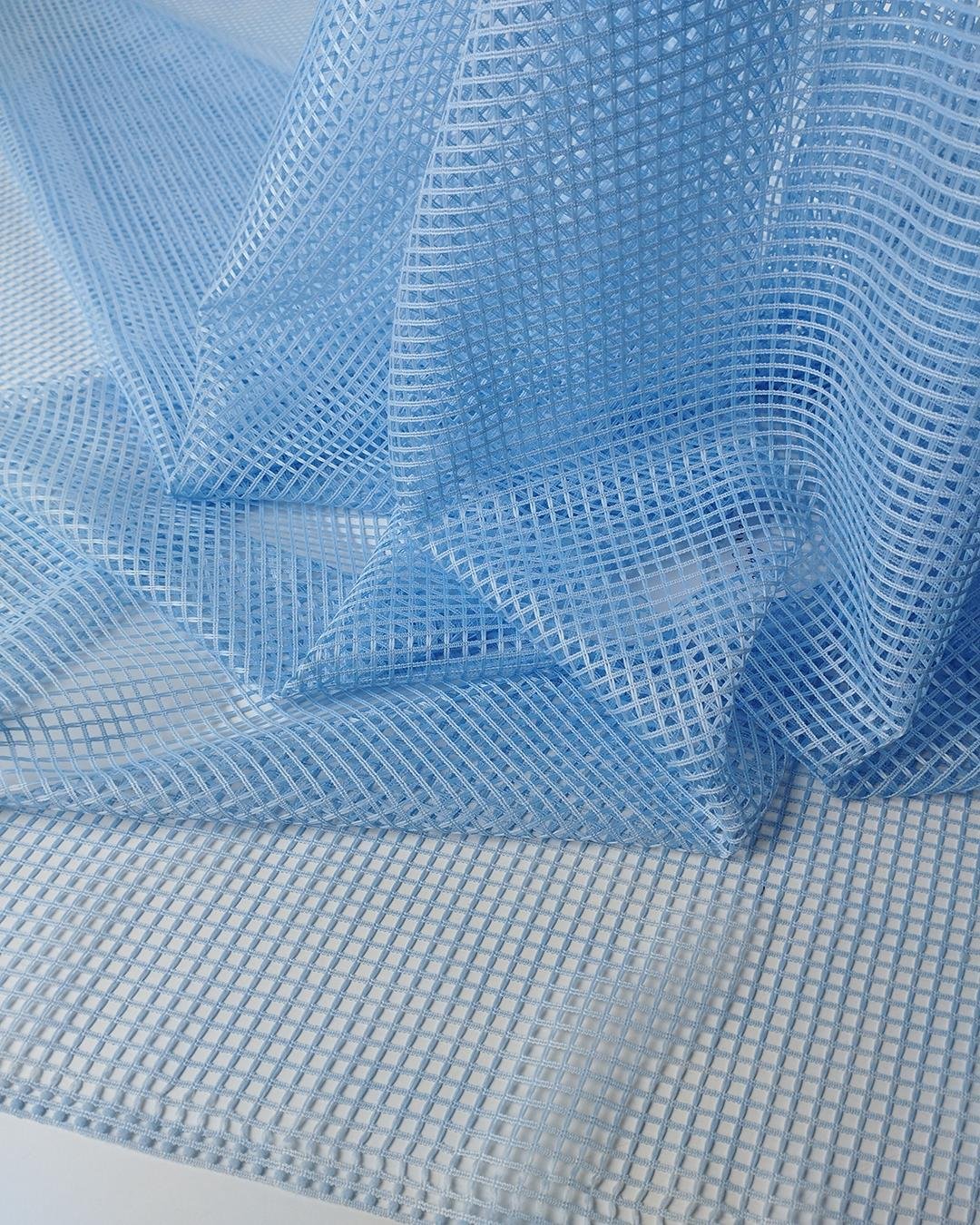 Açık Mavi İnce File Kumaş Yumuşak Dökümlü 150x350cm