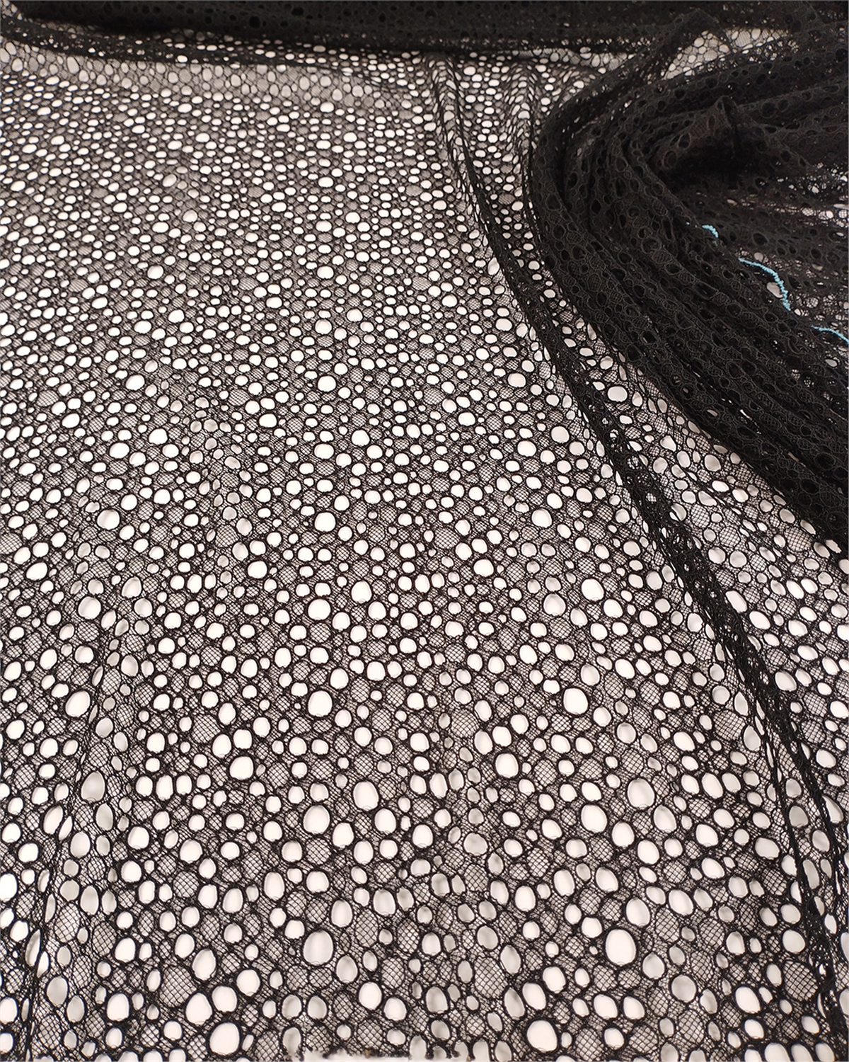 Siyah Yumuşak Delikli Dantel Örme Kumaş Bluzluk & Elbiselik En: 120cm