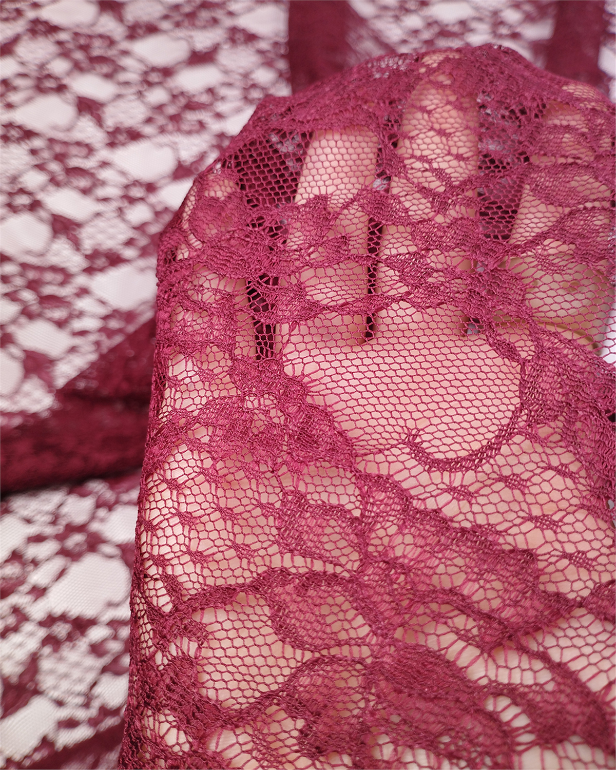 Bordo İnce Dantel Kumaş Elbiselik & Bluzluk 145x230cm