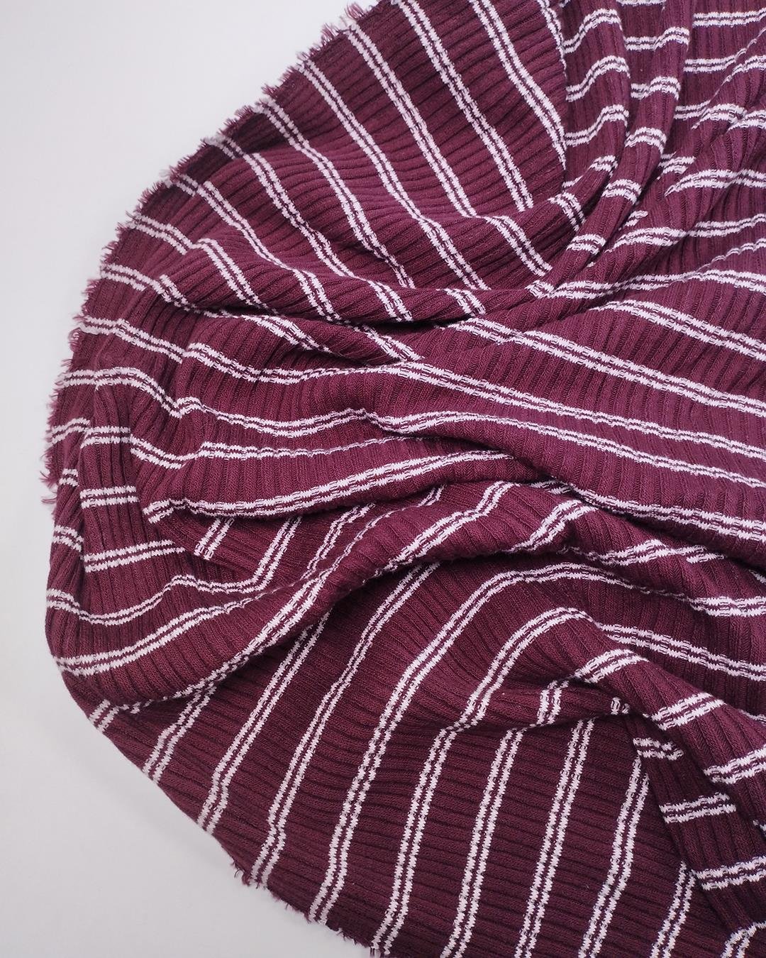 Bordo Beyaz Kaşkorse Örme Kumaş Esnek Yumuşak Saran Bodylik & Bluzluk En: 100cm