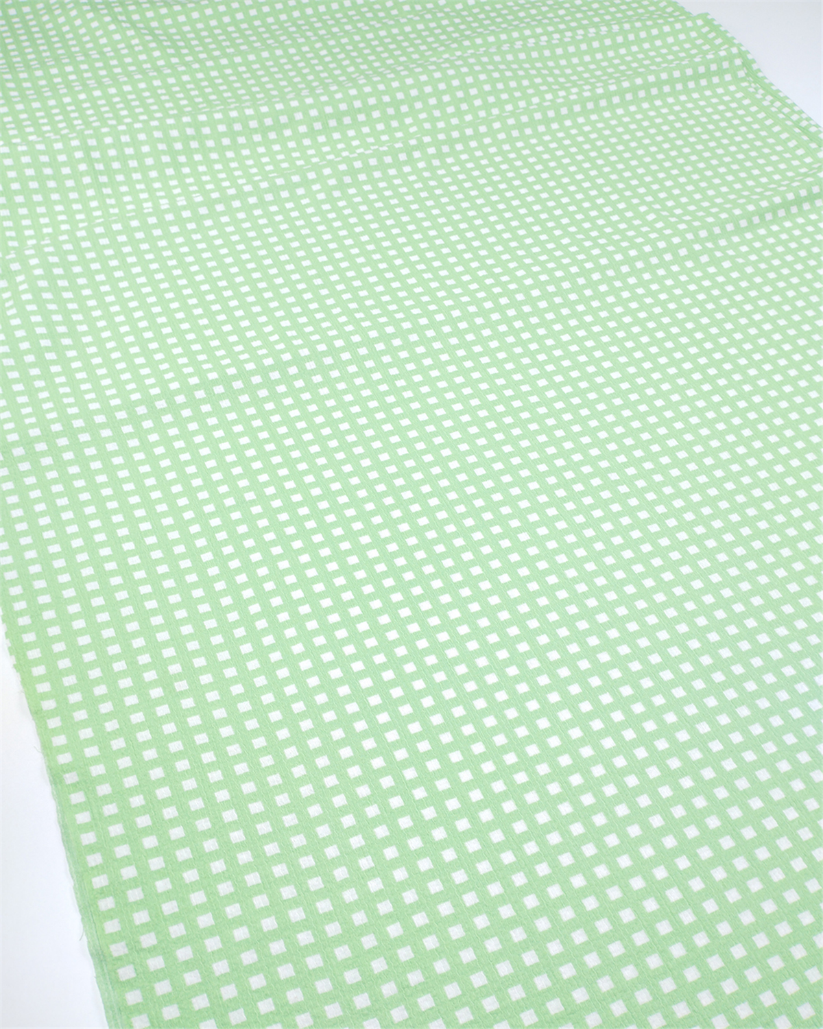 Yeşil Beyaz Minik Kare Desenli İnce Yumuşak Bürümcüklü Jarse Kumaş Elbiselik & Bluzluk 170x250cm