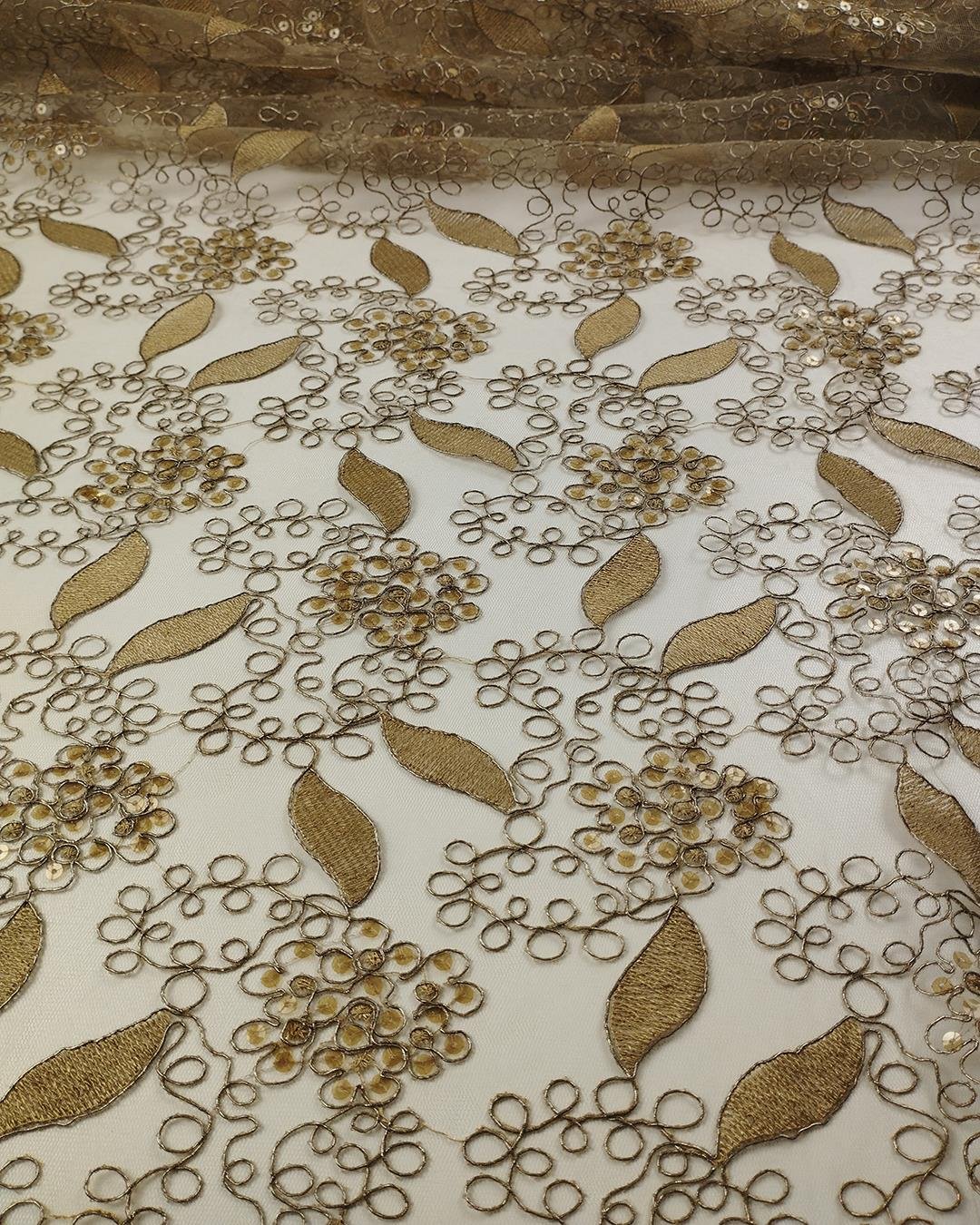 Bej Kahve Pullu Tül (En  130 cm x Boy  280 cm)