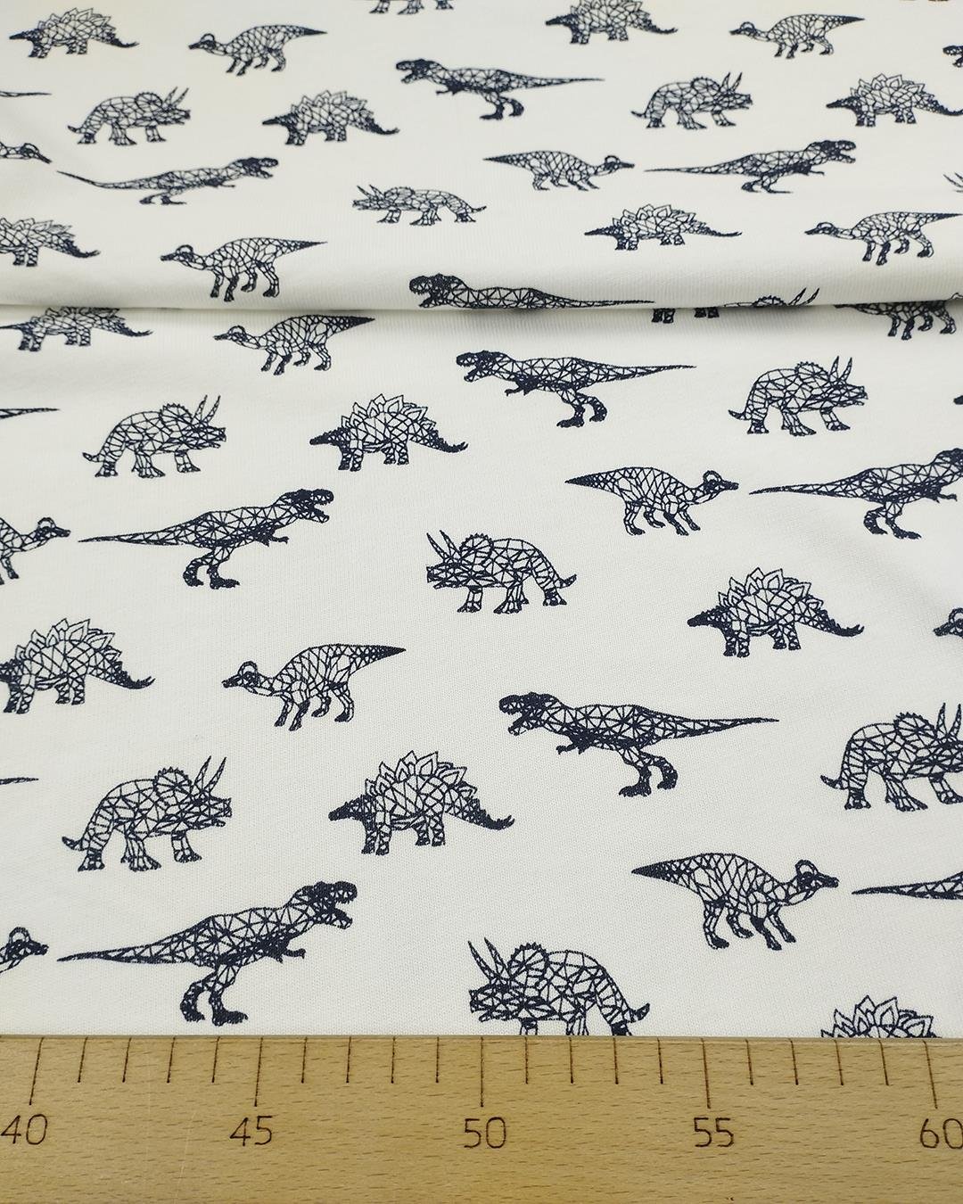 Beyaz Üzeri Dinozorlu Tok Penye (En  110 cm x Boy  330 cm)