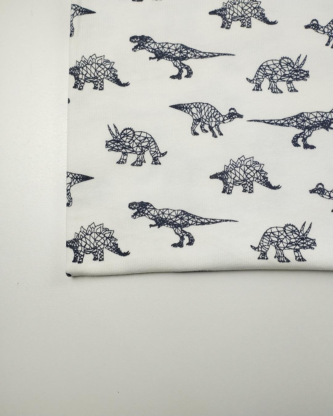 Beyaz Üzeri Dinozorlu Tok Penye (En  110 cm x Boy  330 cm)