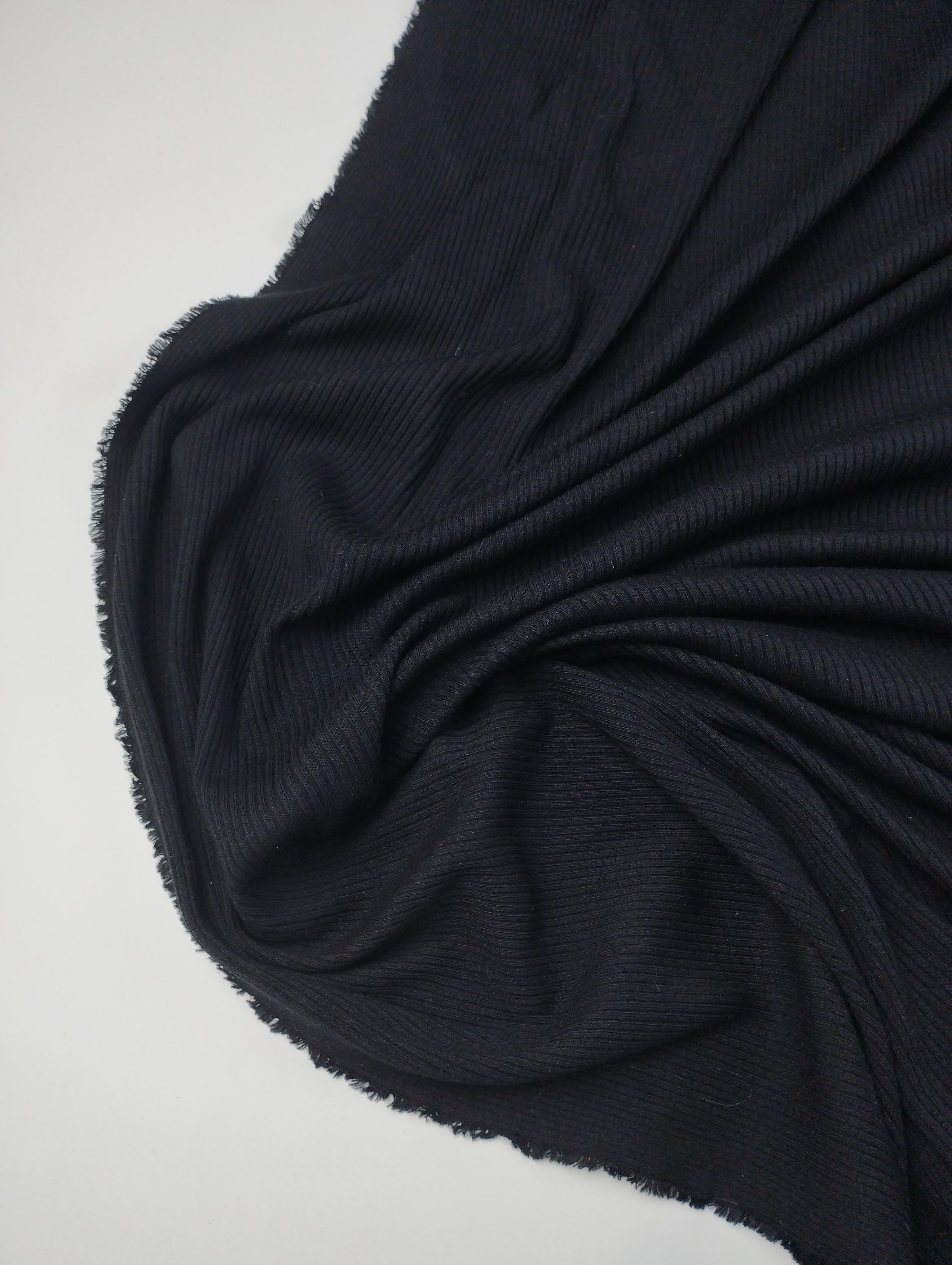 Siyah Renkte Kaşkorse Örme Kumaş En: 120cm