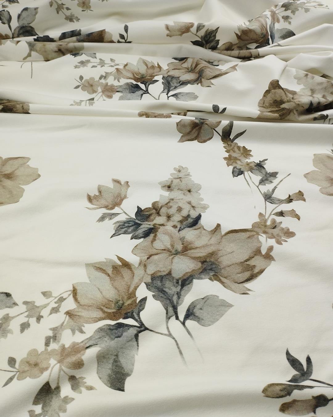 Ekru Üzeri Küllü Çiçekli İki İp Penye (En  160 cm x Boy  110 cm)