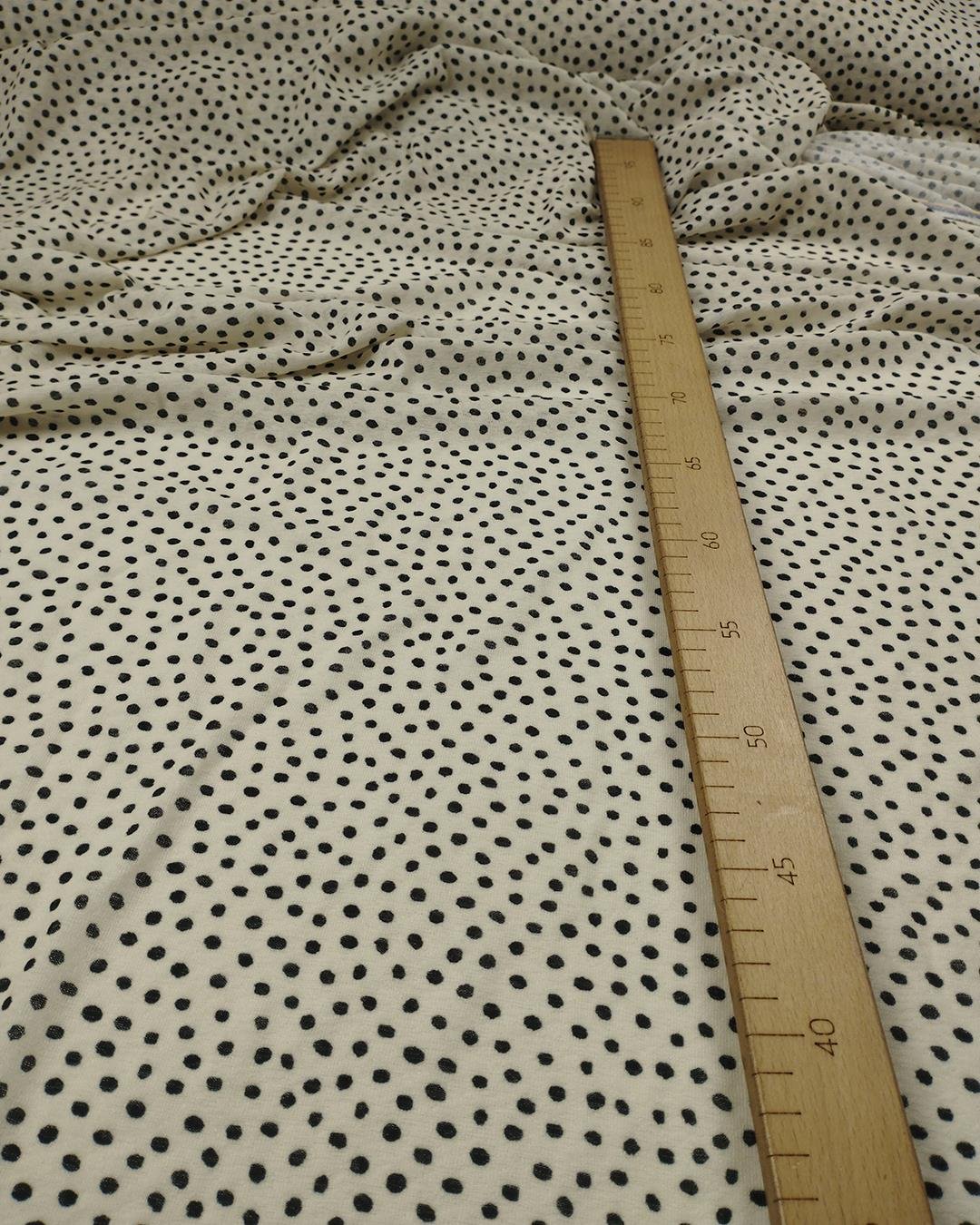 Ekru Üzeri Siyah Puantiyeli JarseEn: 150 cm