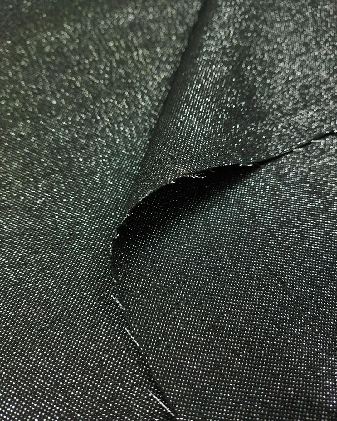 Gabardin Yumuşak Esnek Siyah Üzeri Lame Sim Geçişli En: 140 cm
