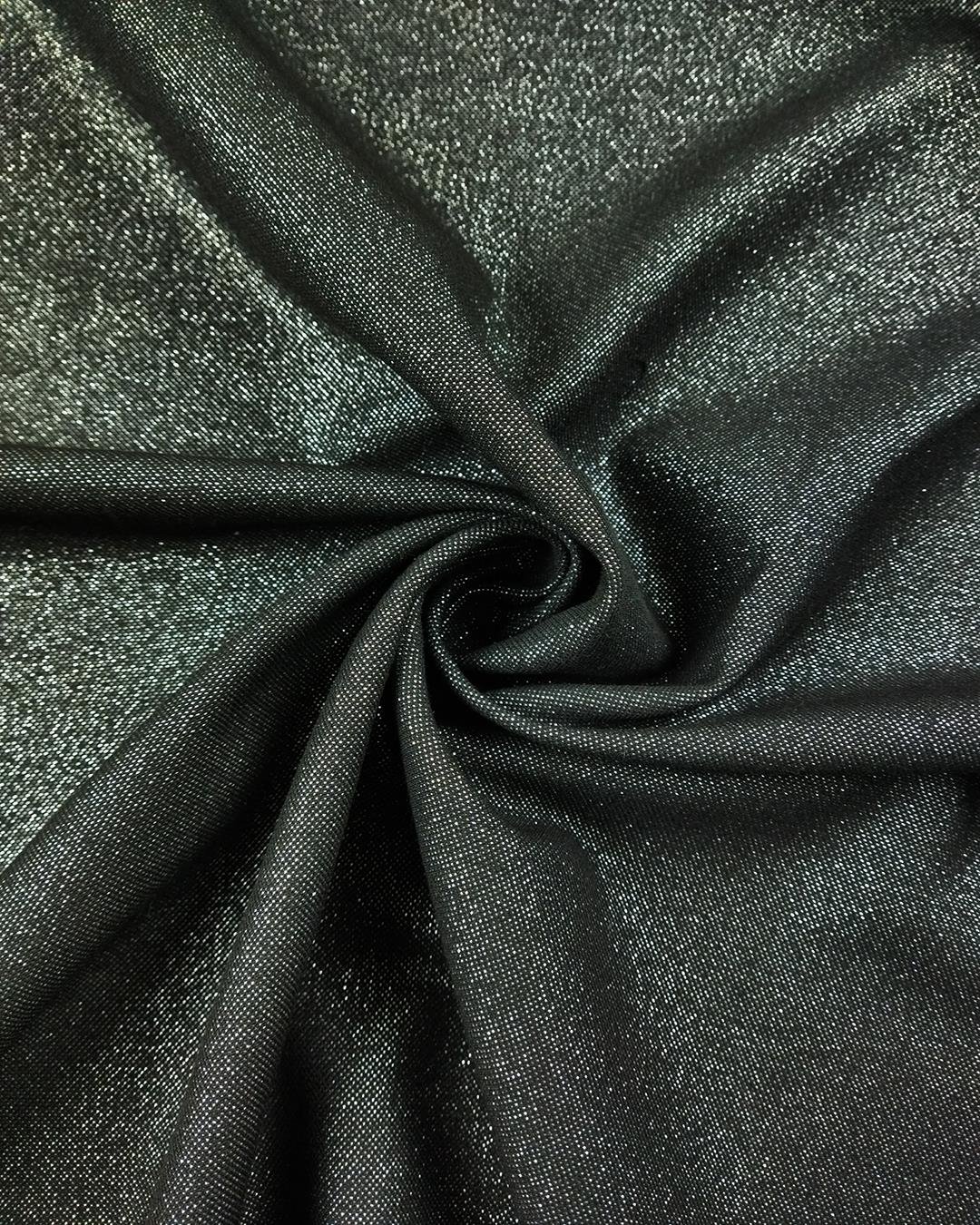 Gabardin Yumuşak Esnek Siyah Üzeri Lame Sim Geçişli En: 140 cm