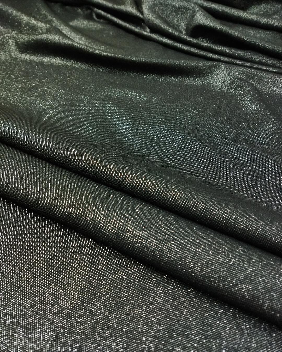 Gabardin Yumuşak Esnek Siyah Üzeri Lame Sim Geçişli En: 140 cm