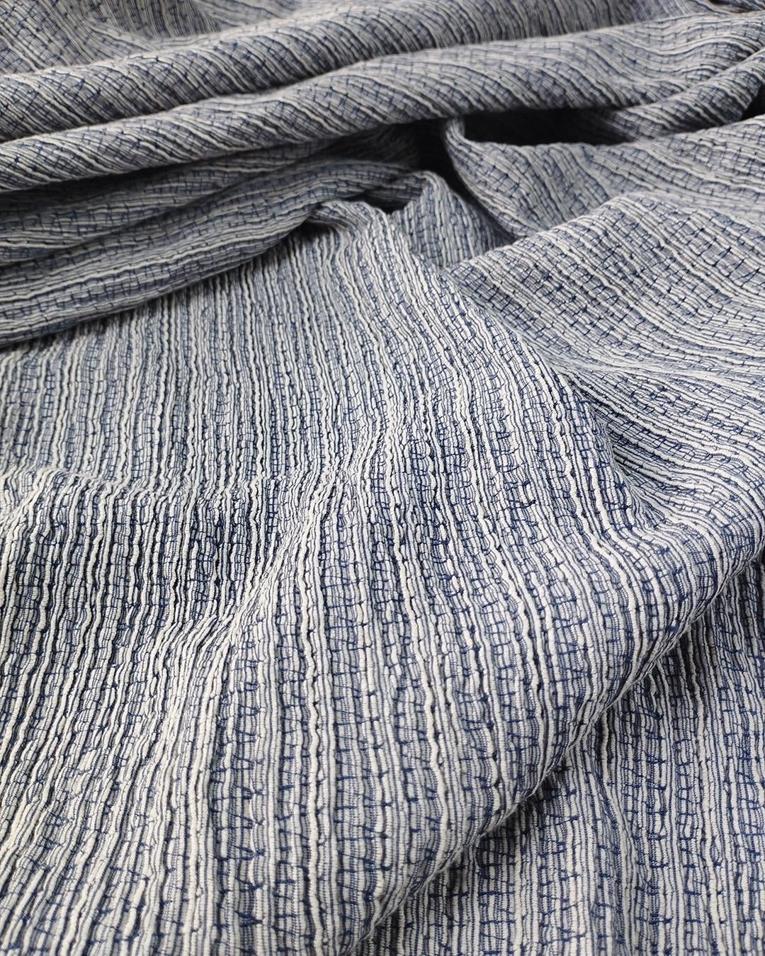 Gri Mavi Beyaz Renkte Bürümcüklü Jarse Kumaş (En  150 cm x Boy  250 cm)