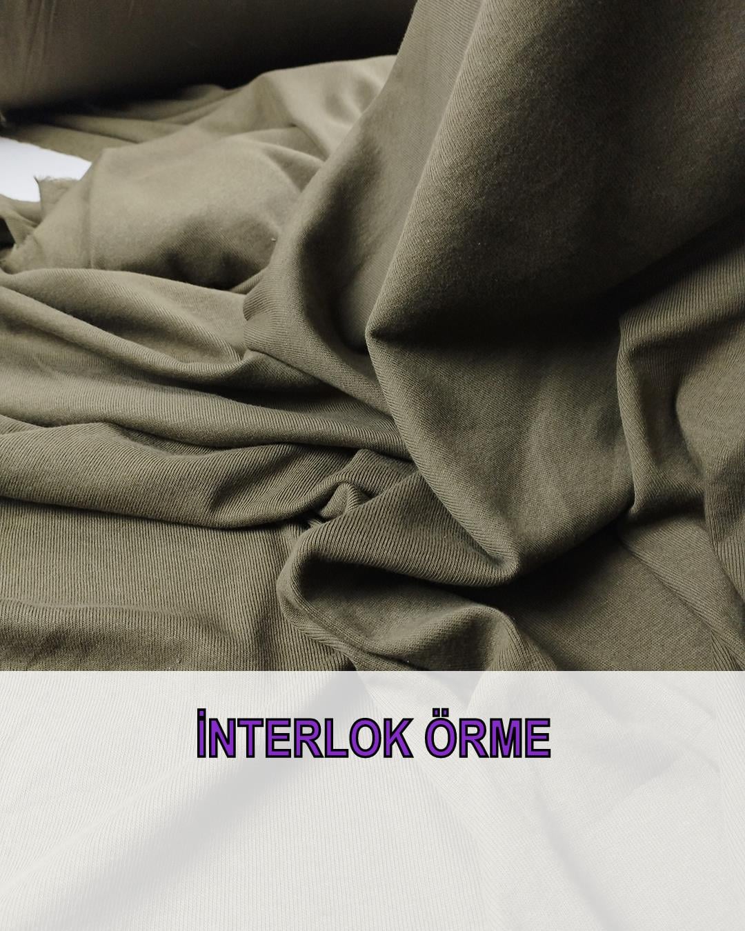 Haki Yağ Yeşili Arası Renkte İnterlok Örme En: 100 