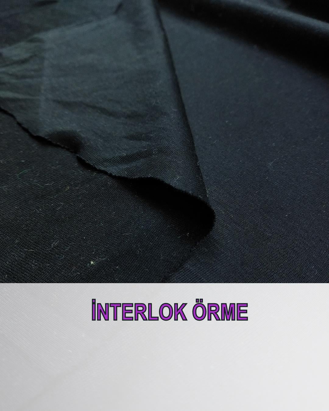 İnce İnterlok Örme Siyah Renkte En: 120 cm
