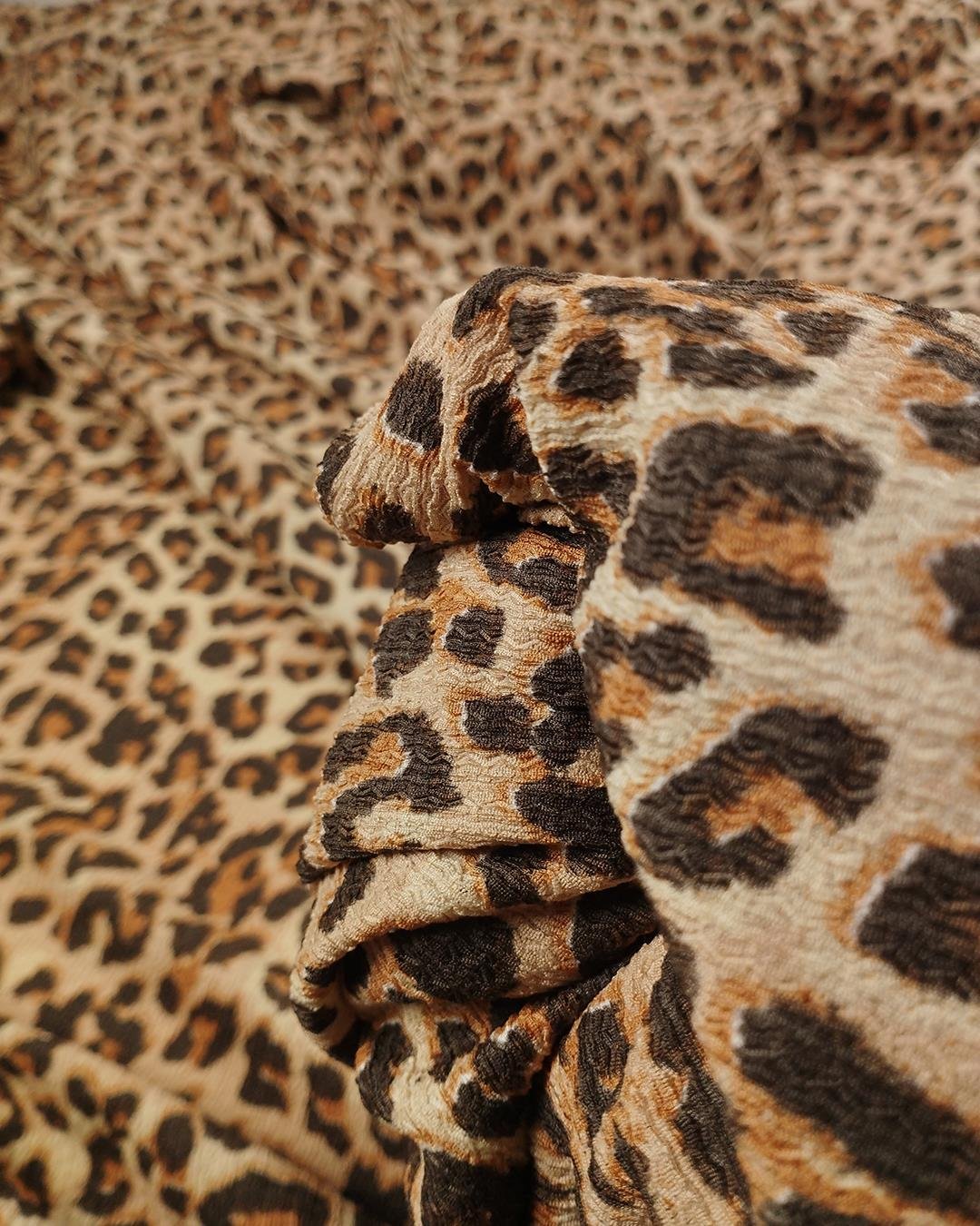 Kahve Turuncu Leopar Desen Bürümcüklü Jarse (En 160 cm x Boy 290 cm)