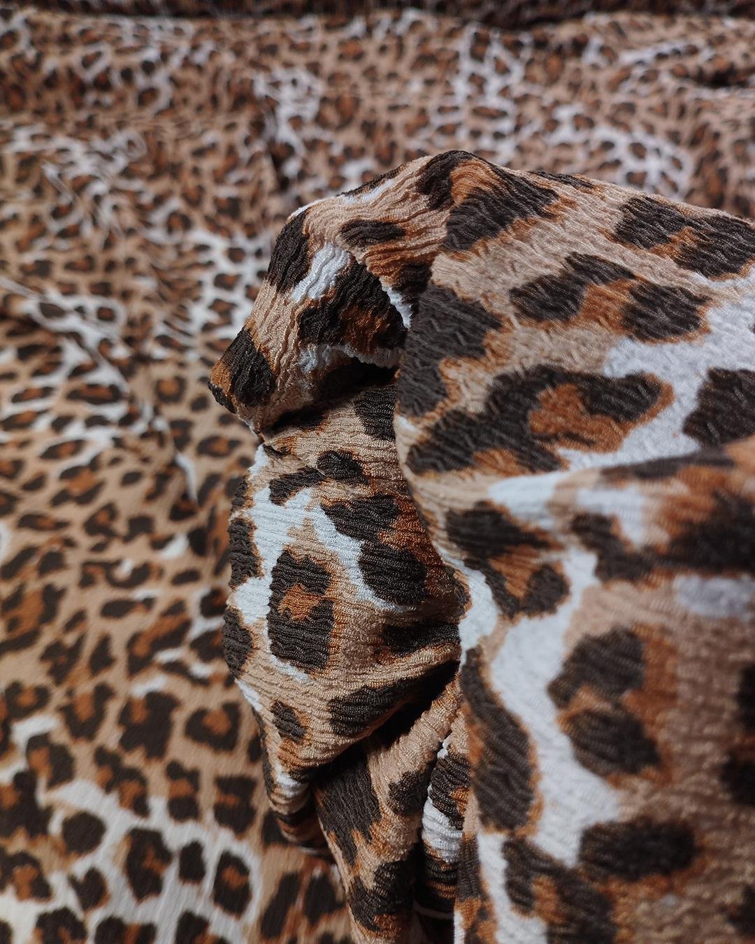 Kahve Turuncu Leopar Desen Bürümcüklü Jarse (En  160 cm x Boy  240 cm)