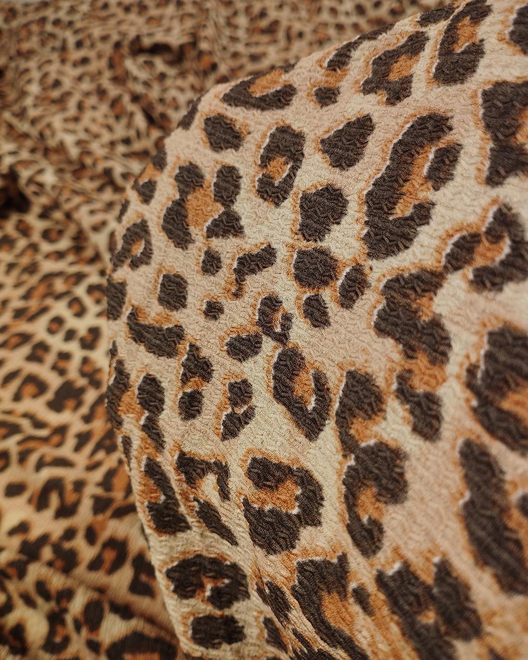 Kahve Turuncu Leopar Desen Bürümcüklü Jarse (En 160 cm x Boy 290 cm)