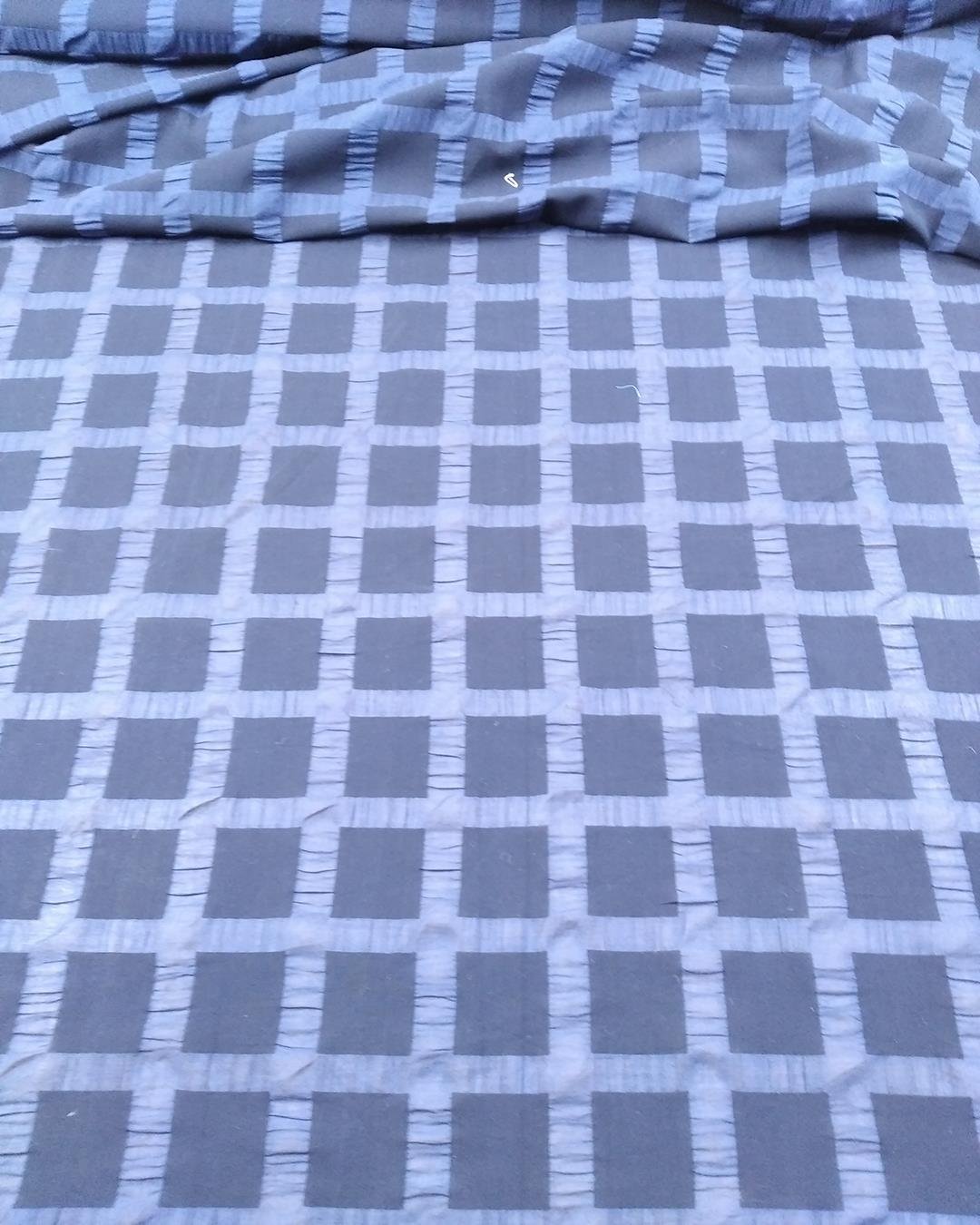 Lacivert Kendinden Ekoseli Pamuk Vual (En  120 cm x Boy 130 cm)