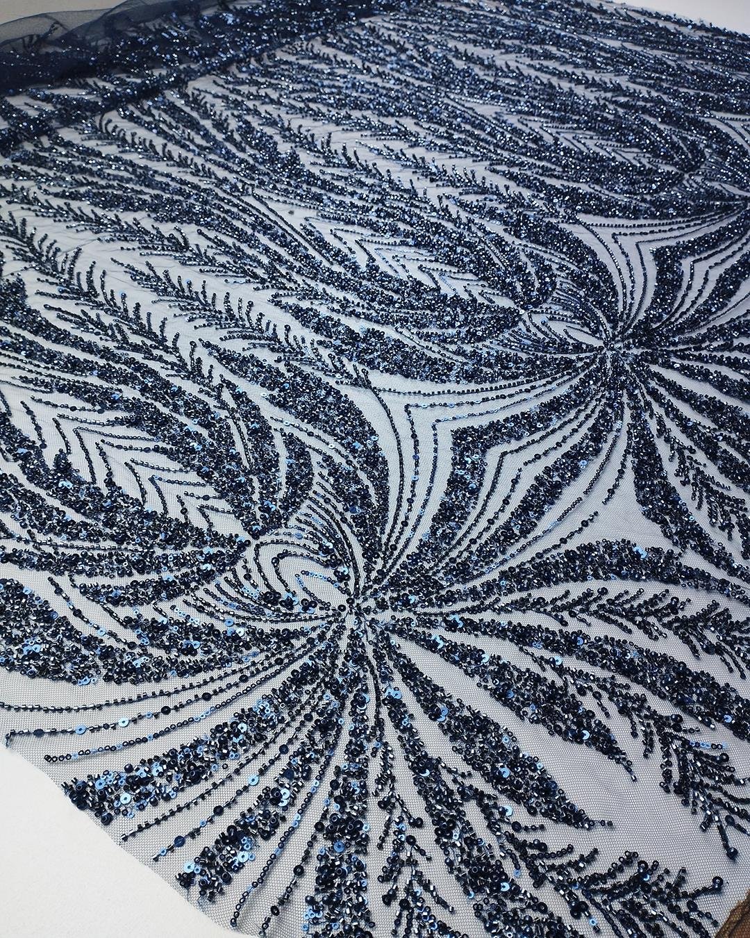 Lacivert Taşlı Tül (En  140 cm x Boy  130 cm)
