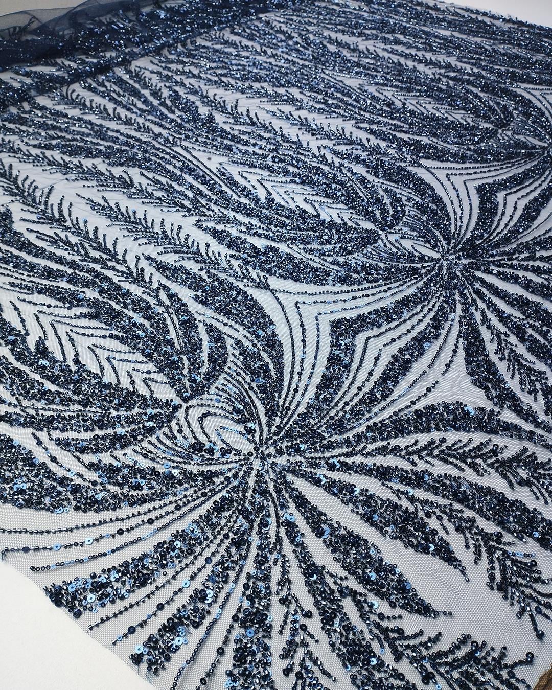 Lacivert Taşlı Tül (En  140 cm x Boy  130 cm)