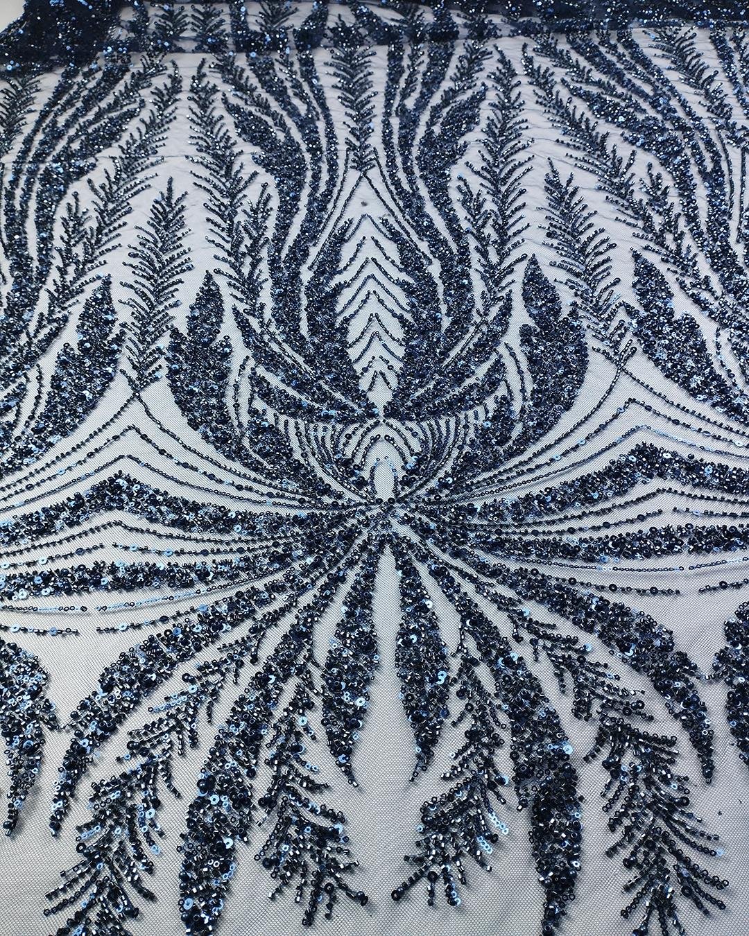 Lacivert Taşlı Tül (En  140 cm x Boy  130 cm)