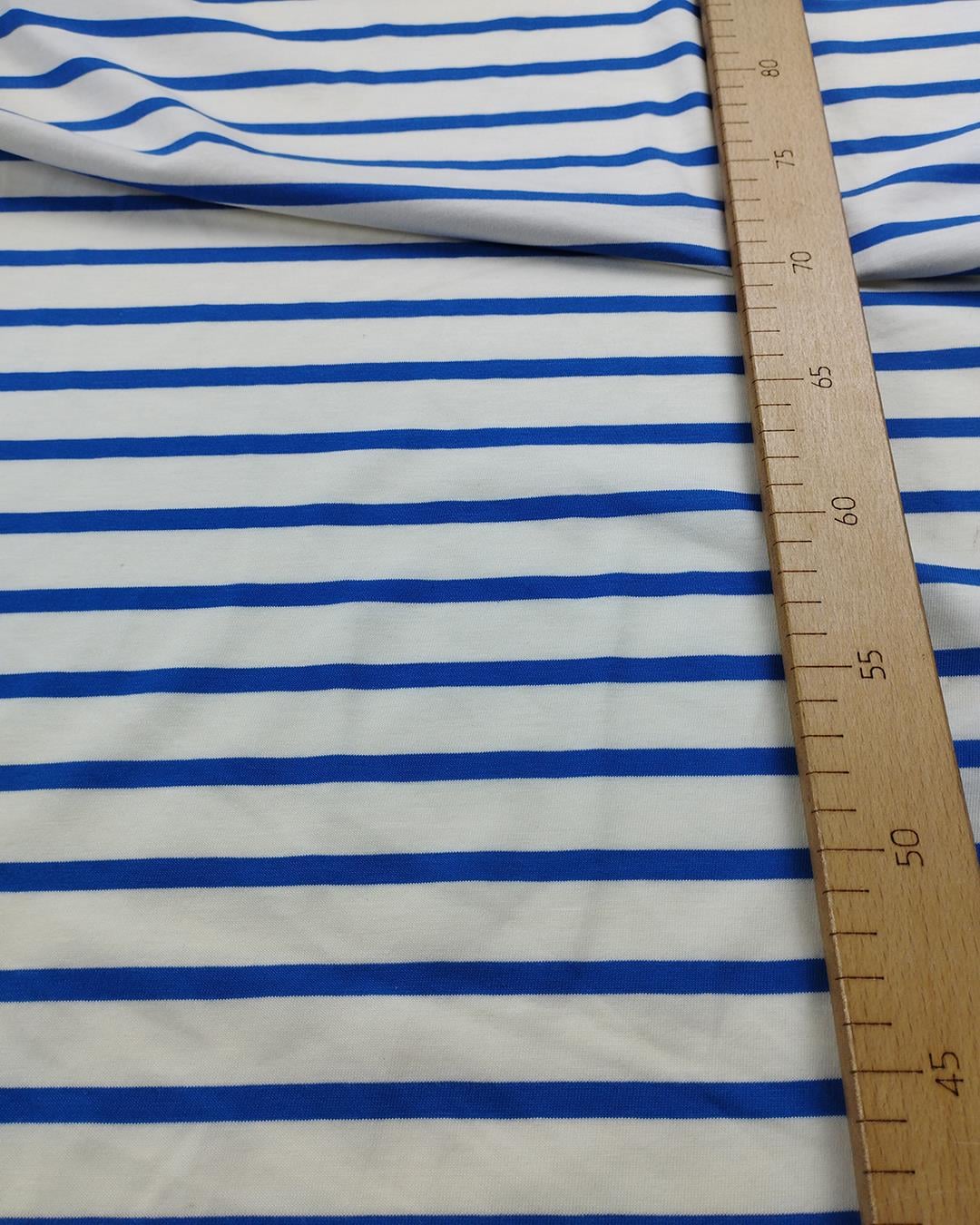 Mavi Beyaz Enine Çizgili Süprem Penye (En  180 cm x Boy  140 cm)