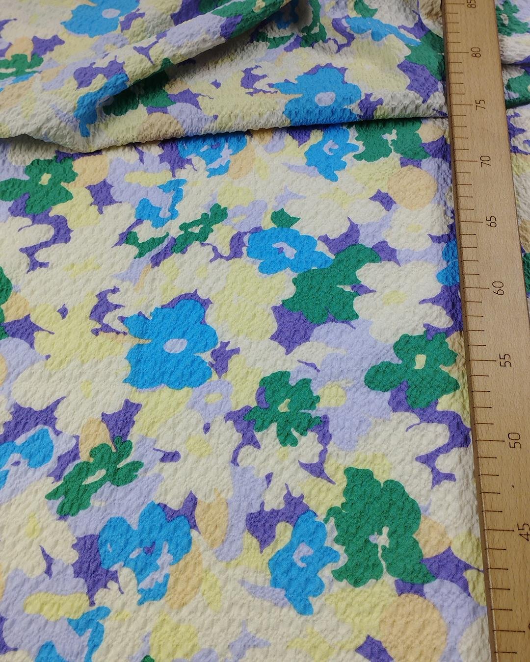 Mavi Mor Yeşil Renklerde Gofreli Dokuma (En  140 cm x Boy  290 cm)