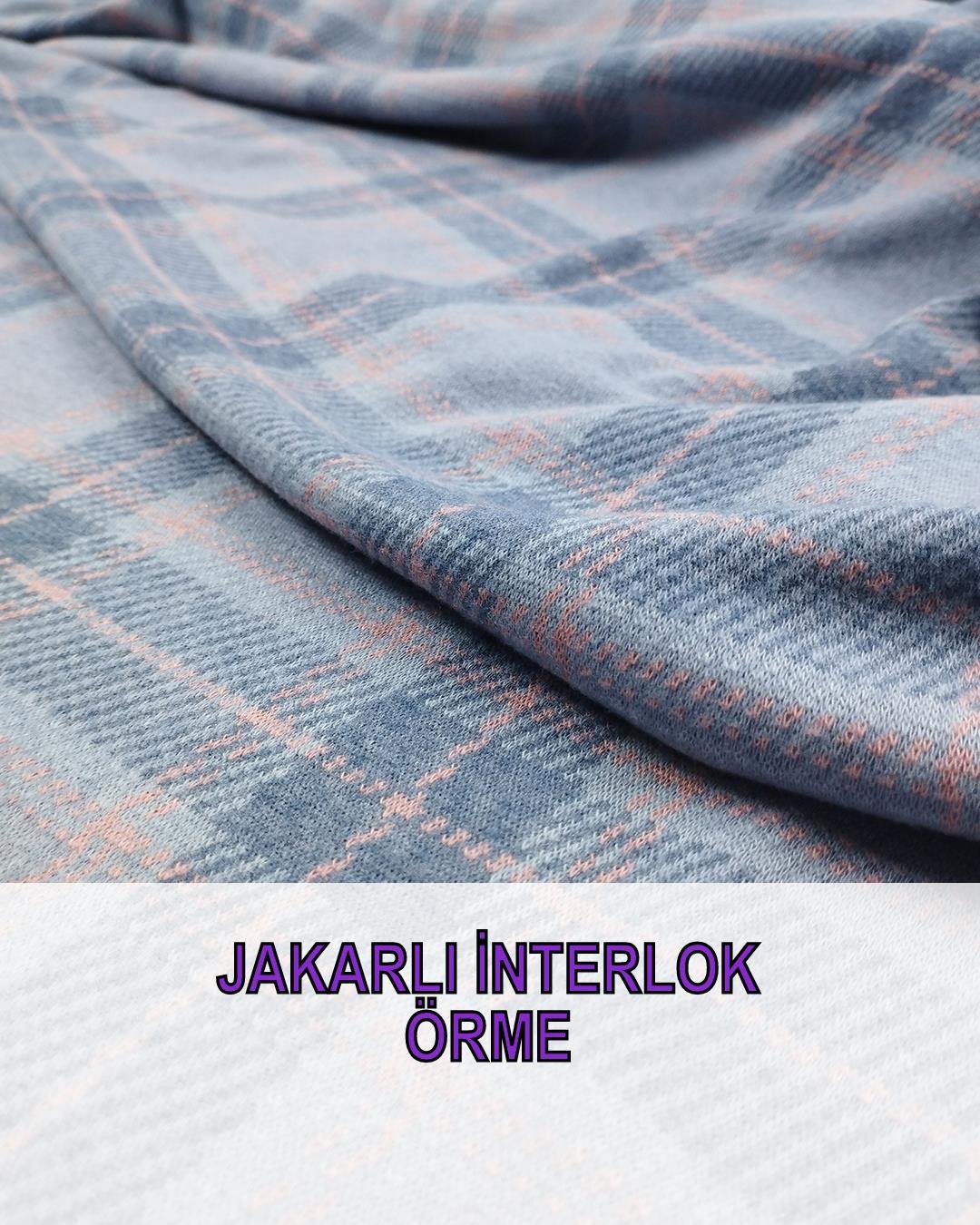 Mavi Pembe Renklerde Jakarlı Örme (En 150 cm x Boy 150 cm)