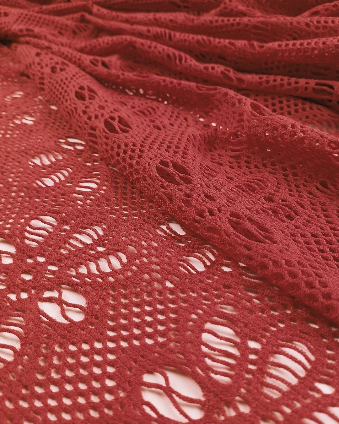 Örme Kırmızı Nar Çiçeği Renkte En: 150 cm