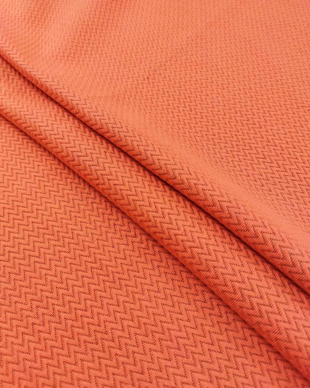 Örme Zigzag Desen Nar Çiçeği Turuncu Arası Renkte En: 140 cm