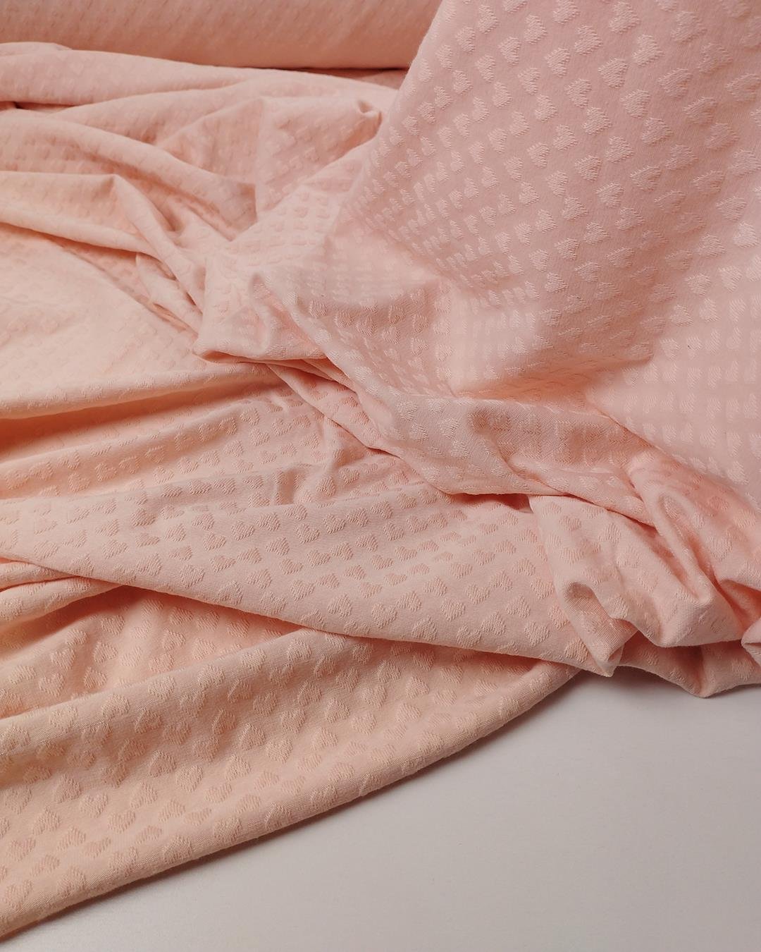 Pembe Renkte Kalp Desenli Süprem Penye En: 135 