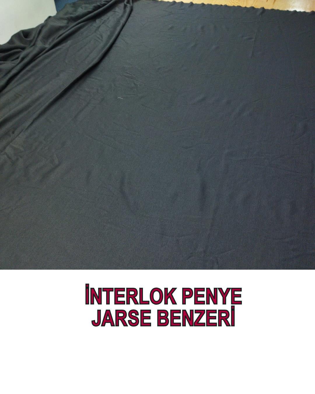 Penye Jarse Arası İnterlok Örme Siyah Renkte (En 150 cm x Boy 180 cm)