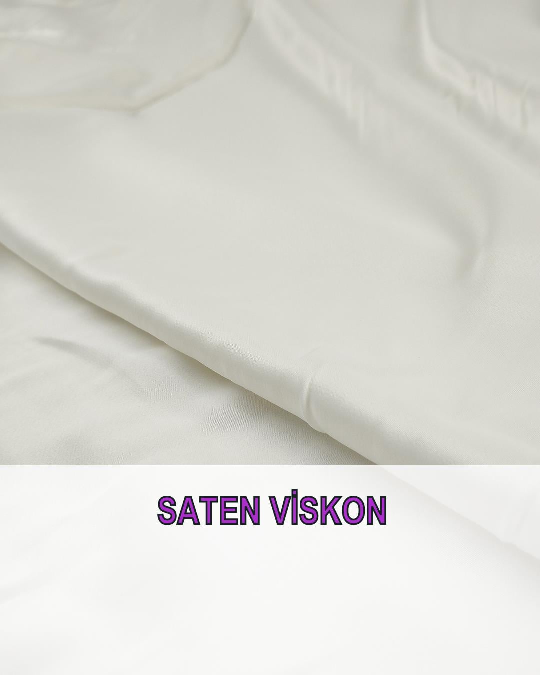 Saten Viskon Ekru Renkte (En 140 cm x Boy 230 cm)