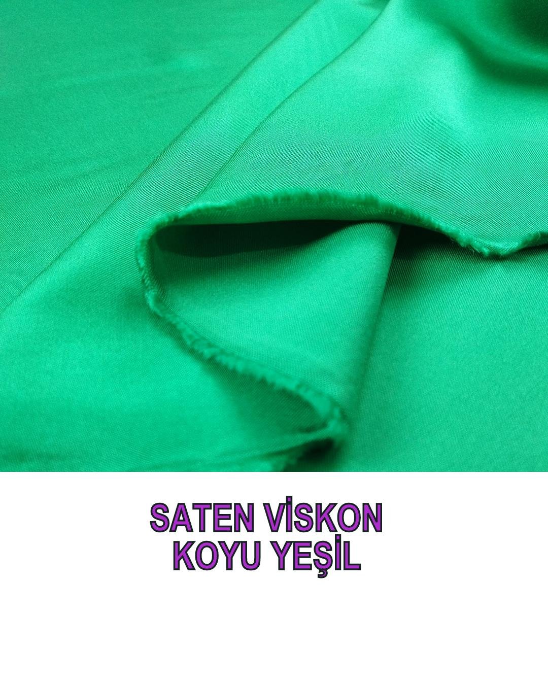 Saten Viskon Yeşil Renkte (En 140 cm x Boy 215 cm)