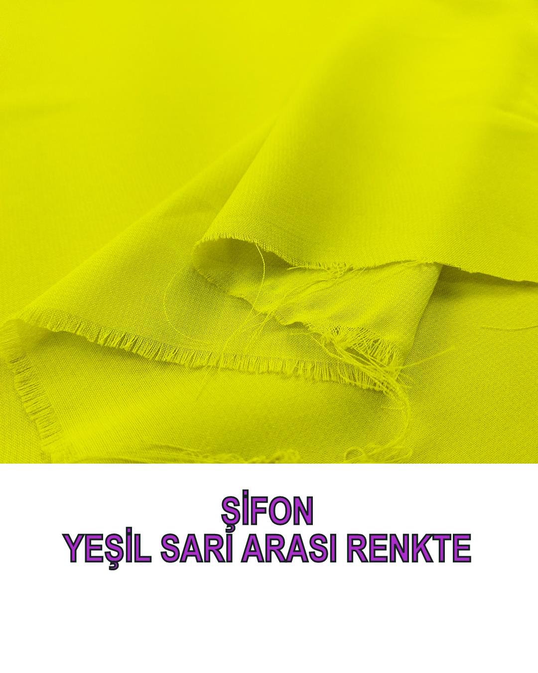 şifon Yeşil Sarı Arası Renkte (En 140 cm x Boy 240 cm)