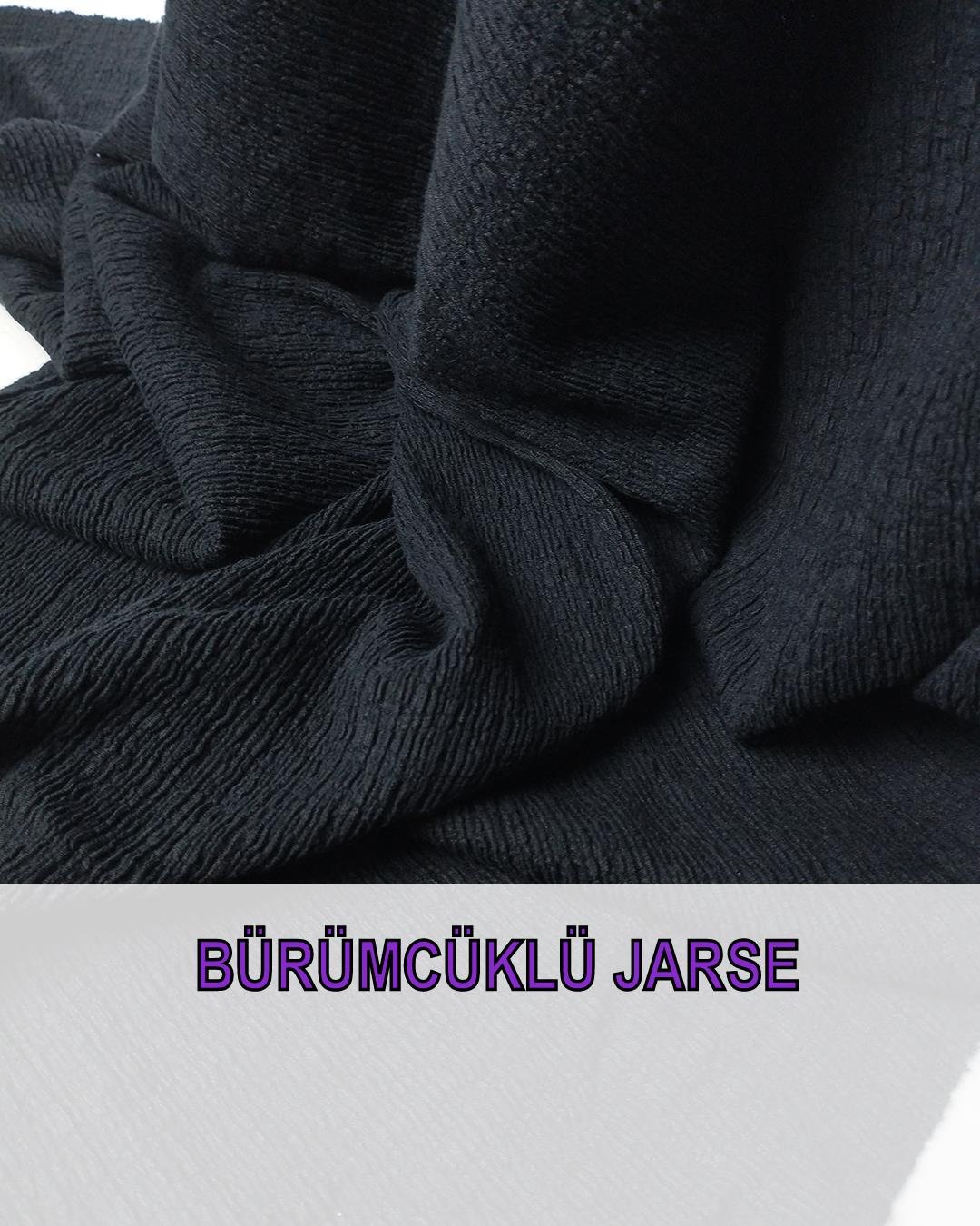 Siyah Renkte Bürümcklü Jarse (En  110 cm x Boy  170 cm)