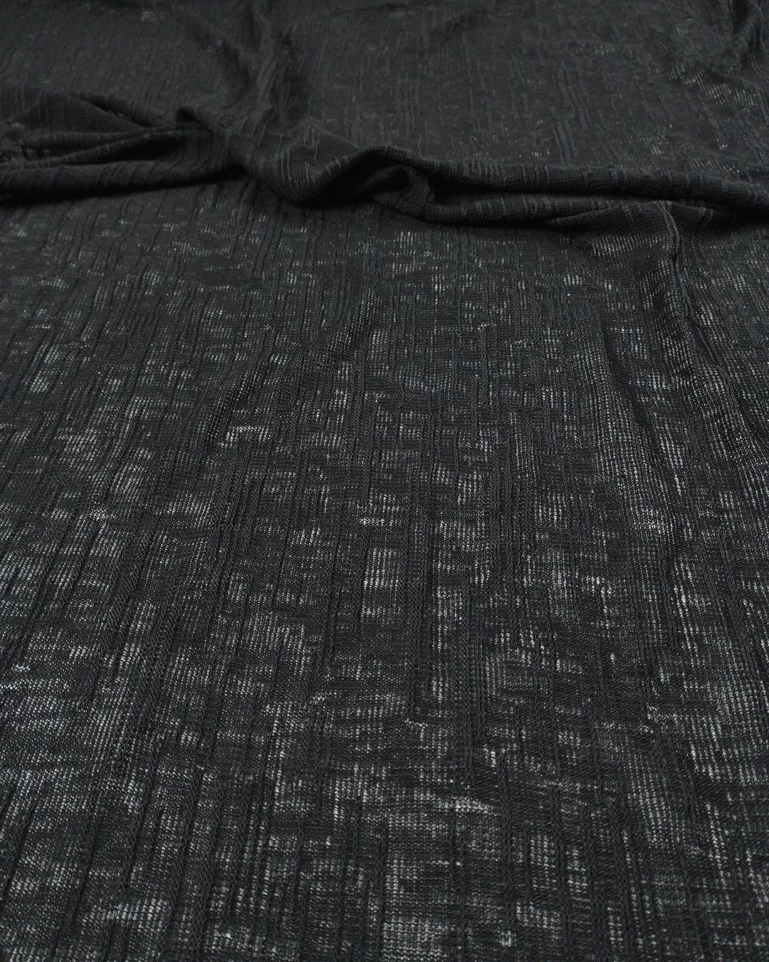 Siyah Renkte Örgü Desenli İnce Jarse (En  105 cm x Boy 200 cm)