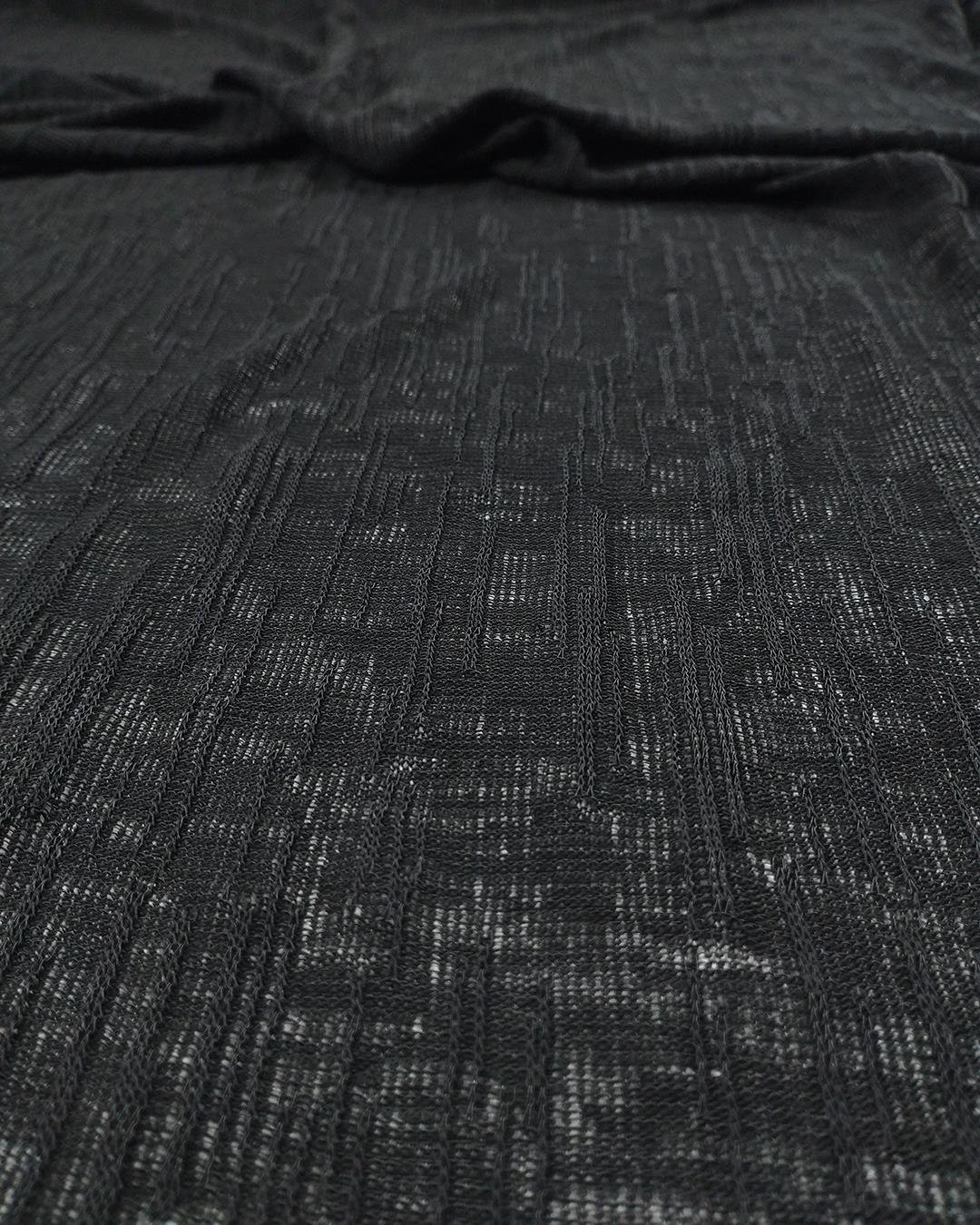 Siyah Renkte Örgü Desenli İnce Jarse (En  105 cm x Boy 200 cm)