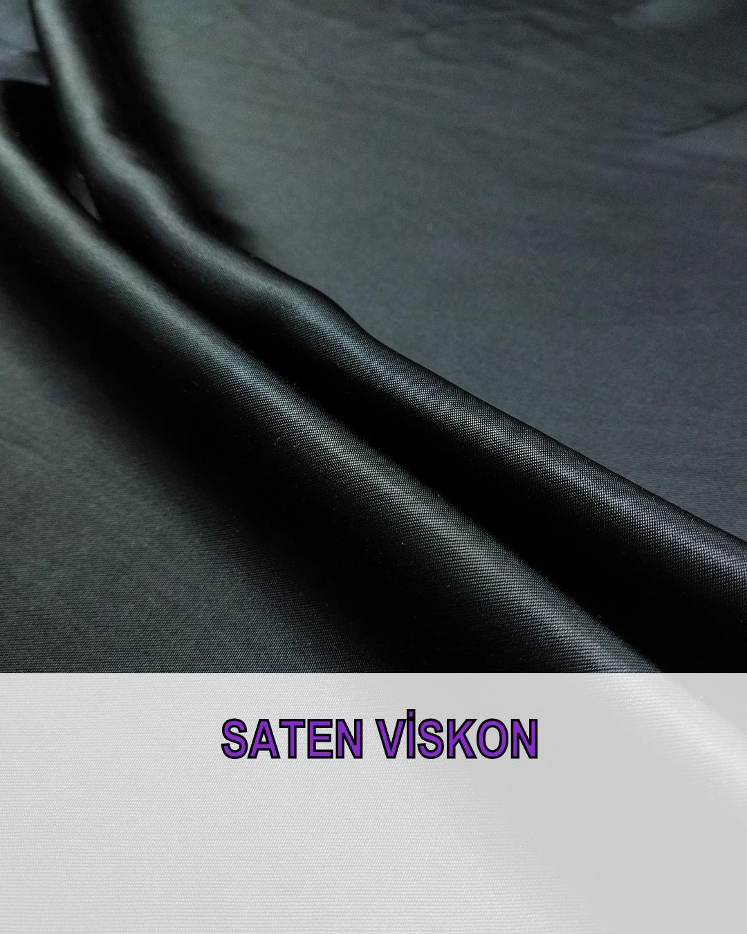 Siyah Renkte Saten Viskon (En  150 cm x Boy  100 cm)