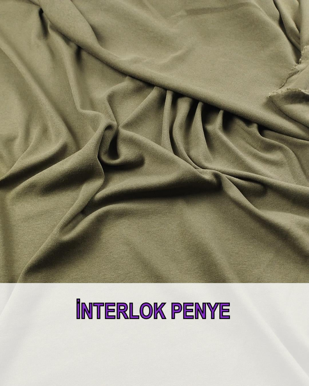 TEK EN Haki Renkte İnterlok Penye  En: 100 cm